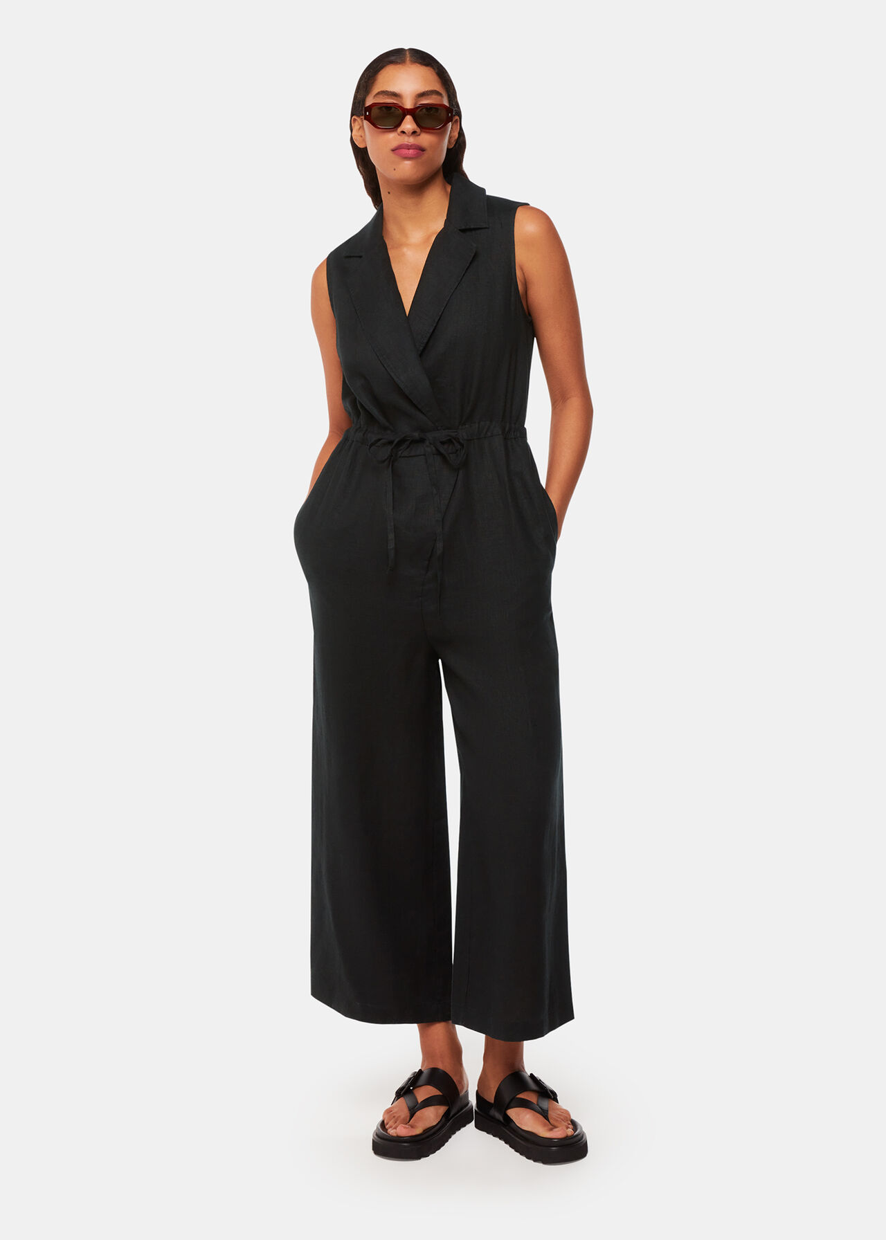 Bella Linen Wrap Jumpsuit