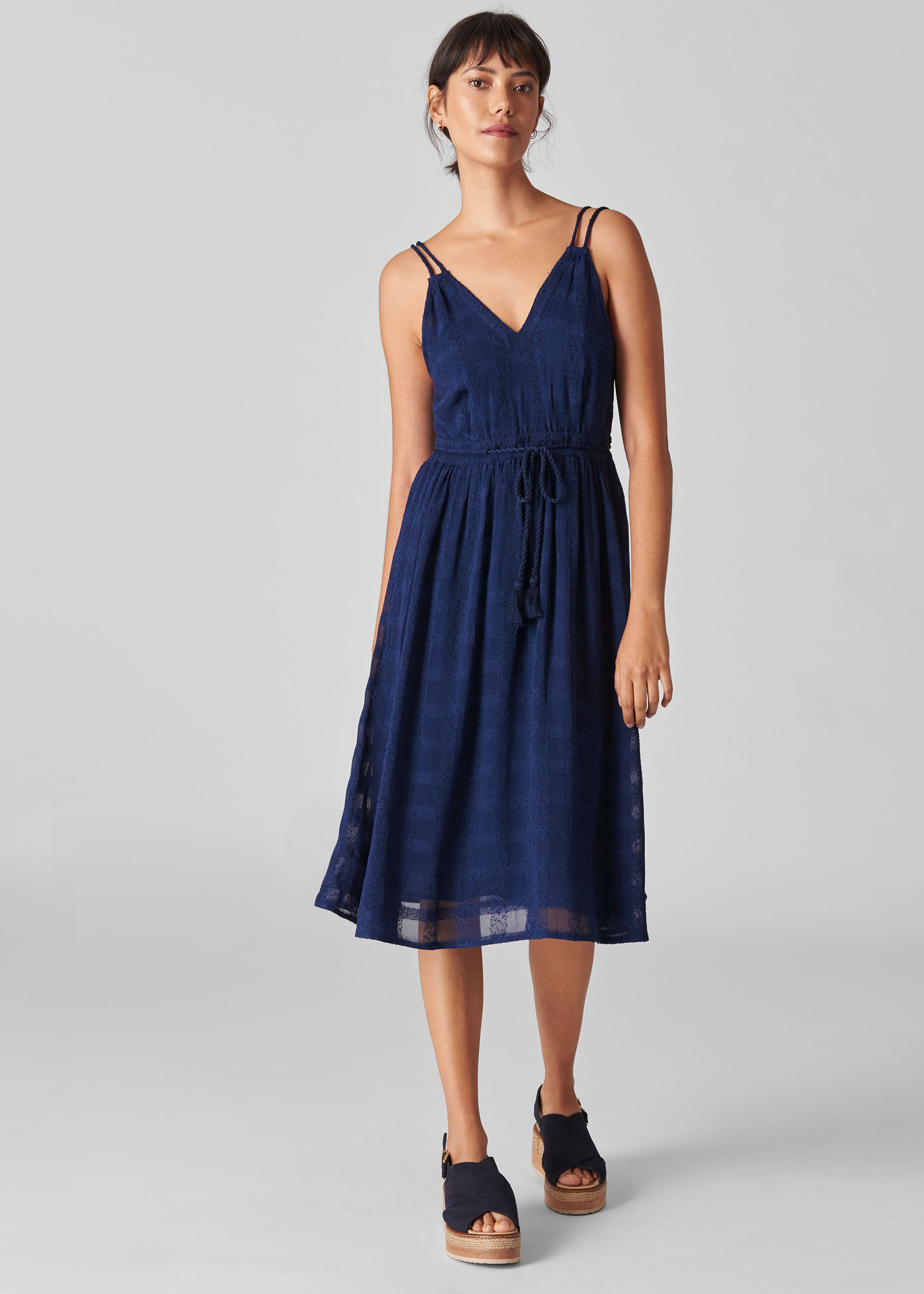 Navy strappy dress deals