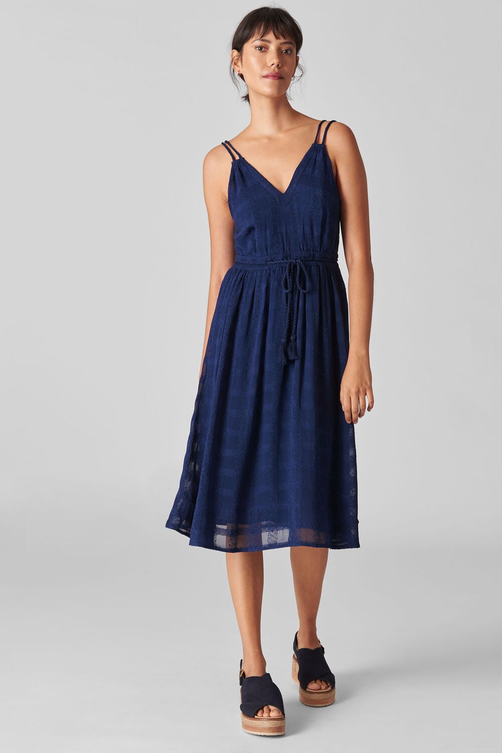 Hari Textured Strappy Dress Navy