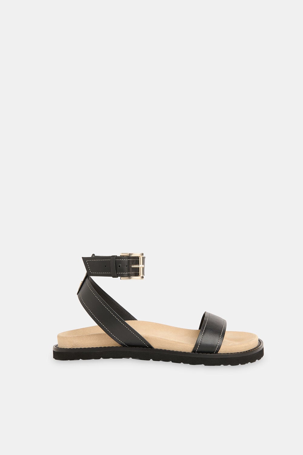 Black Ottie Contrast Stitch Sandal