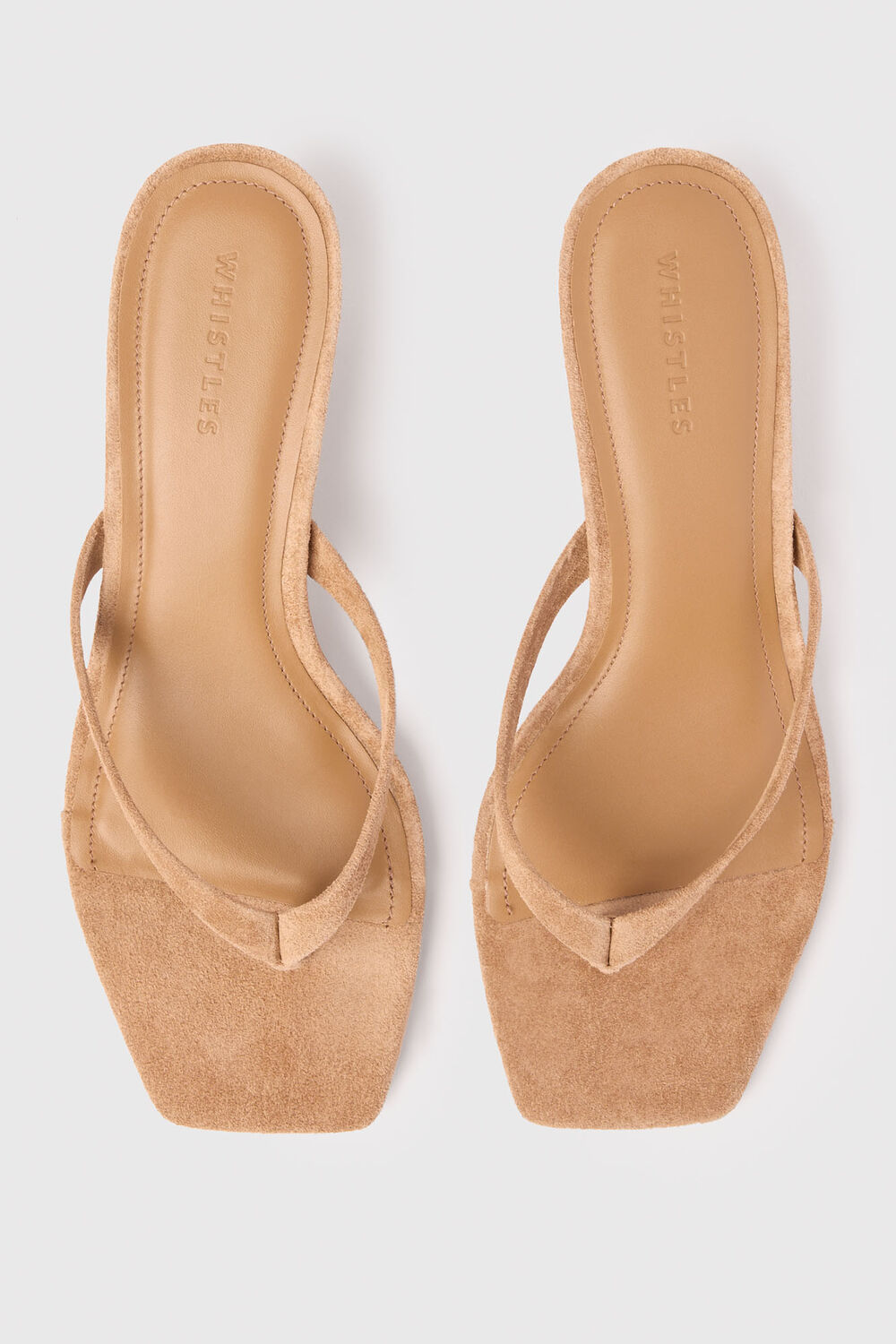 Neutral Suede Toe Post Heeled Mule