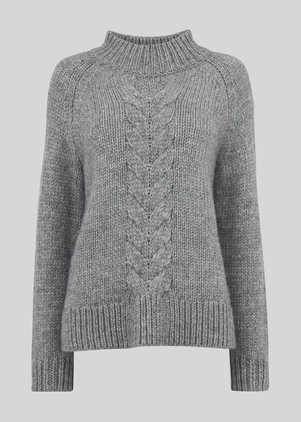 Oversized Cable Alpaca Sweater Grey Marl
