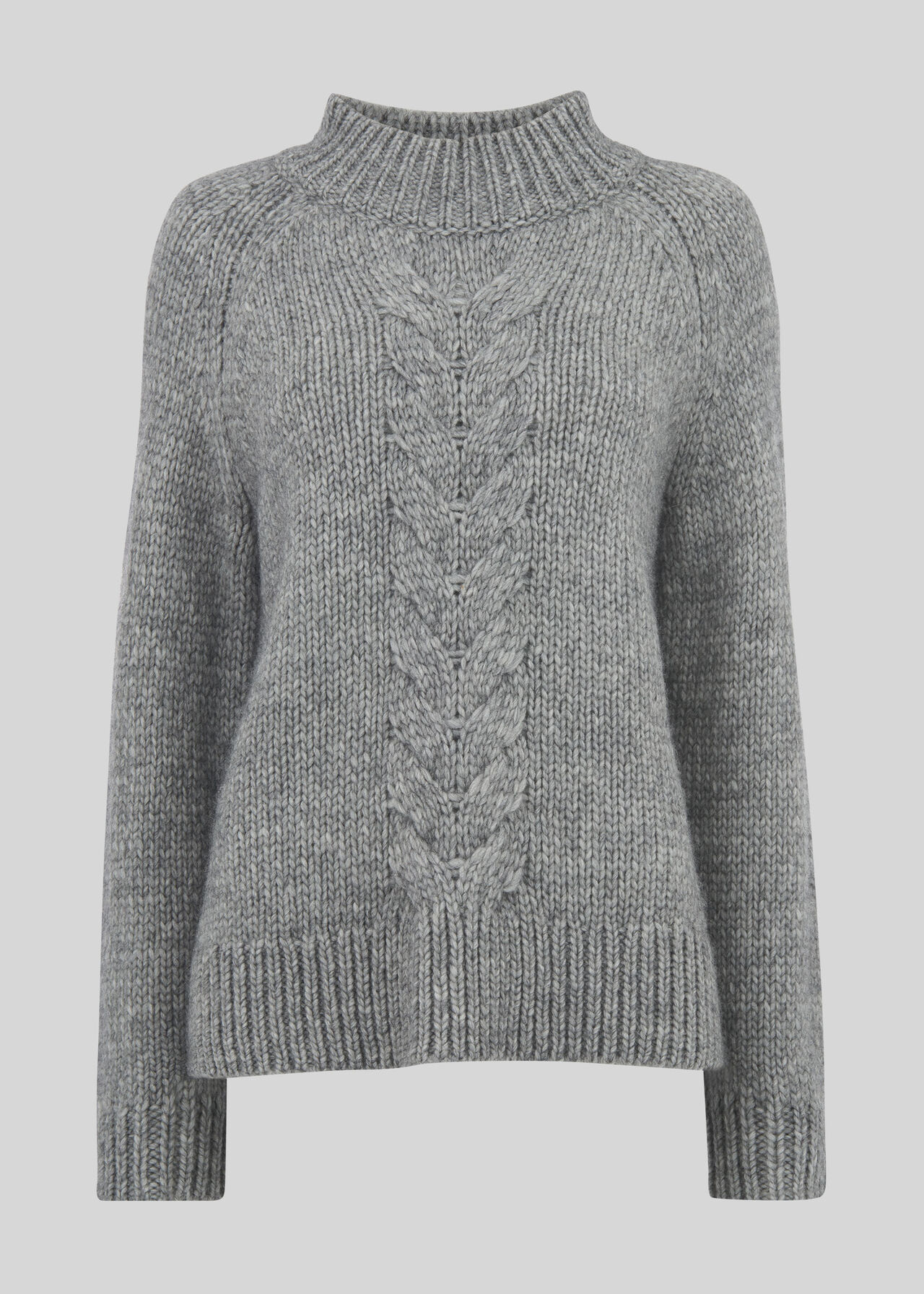 Oversized Cable Alpaca Sweater Grey Marl