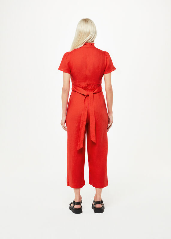 Red Petite Emmie Linen Jumpsuit