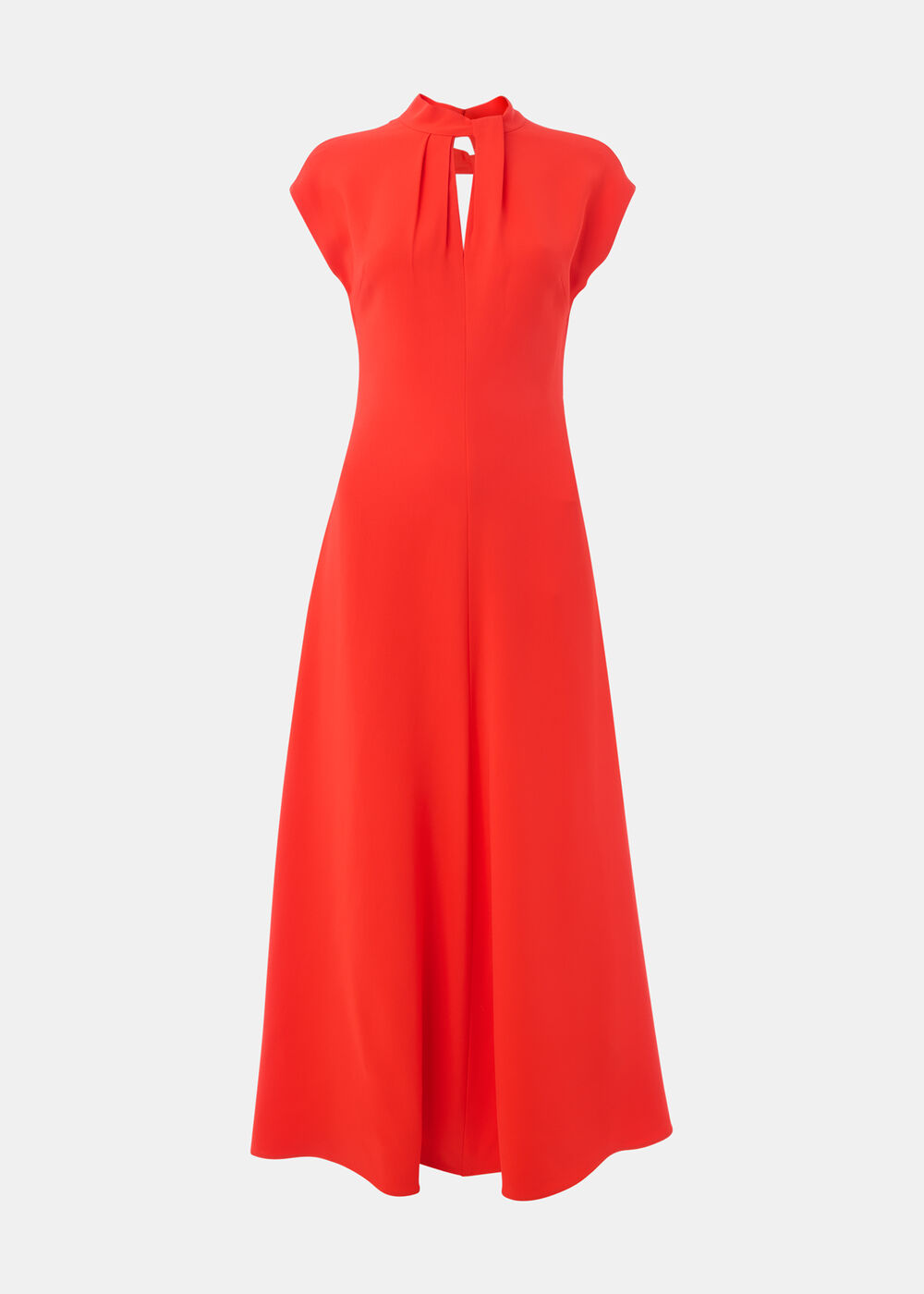 Twist Neck Crepe Midi Dress