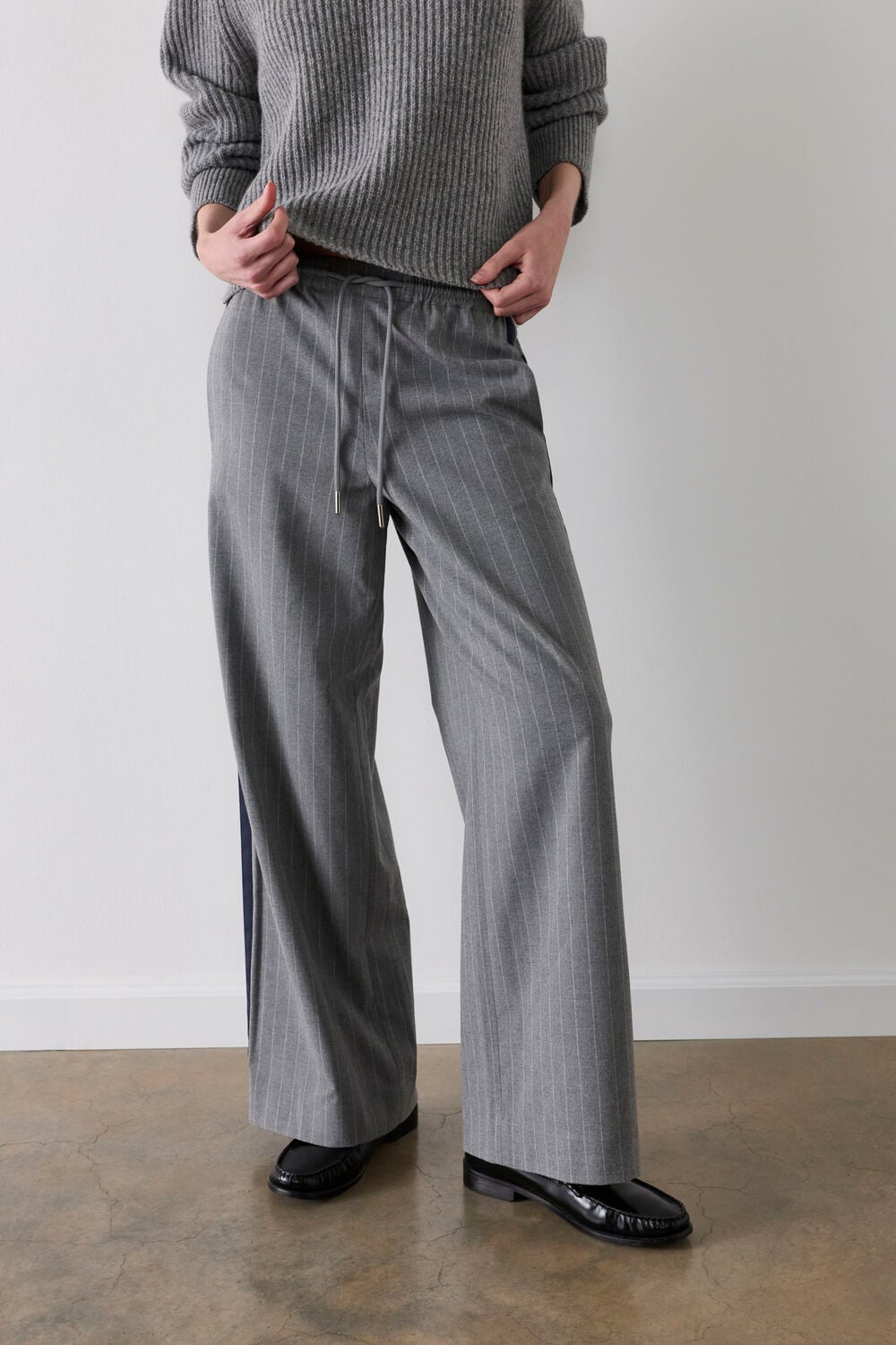 Grey Side Stripe Flannel Jogger