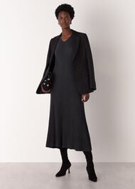 V Neck Cable Ribbed Knit Dress