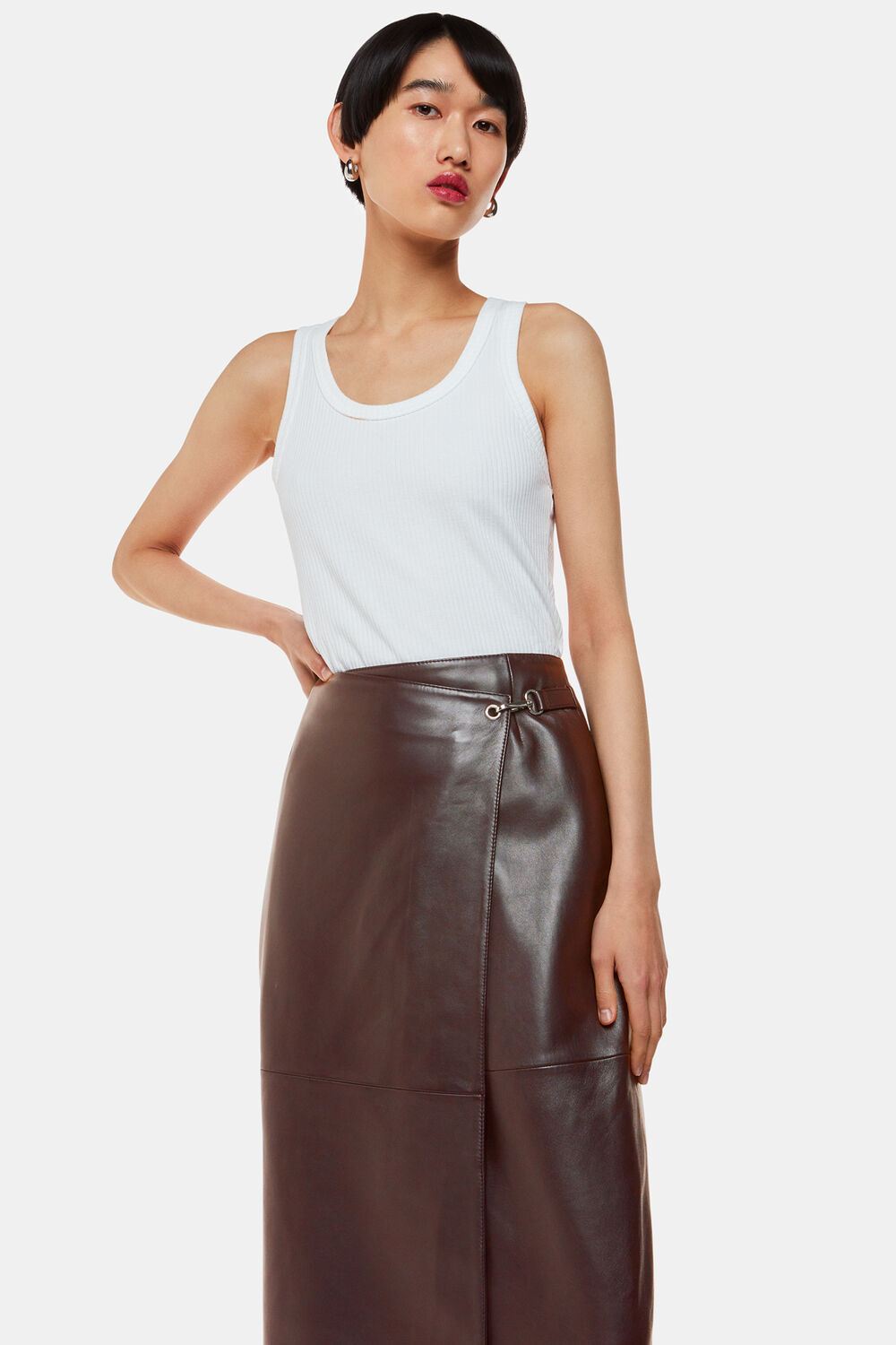 Josie Wrap Leather Skirt