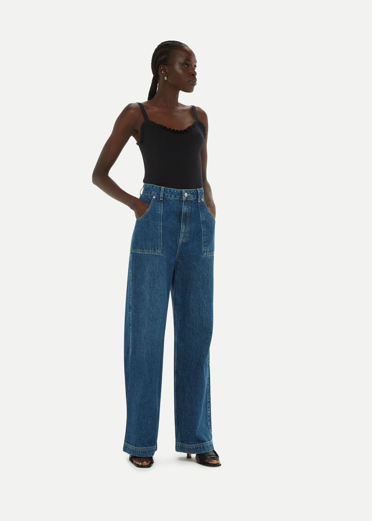 High waisted frill sales jeans