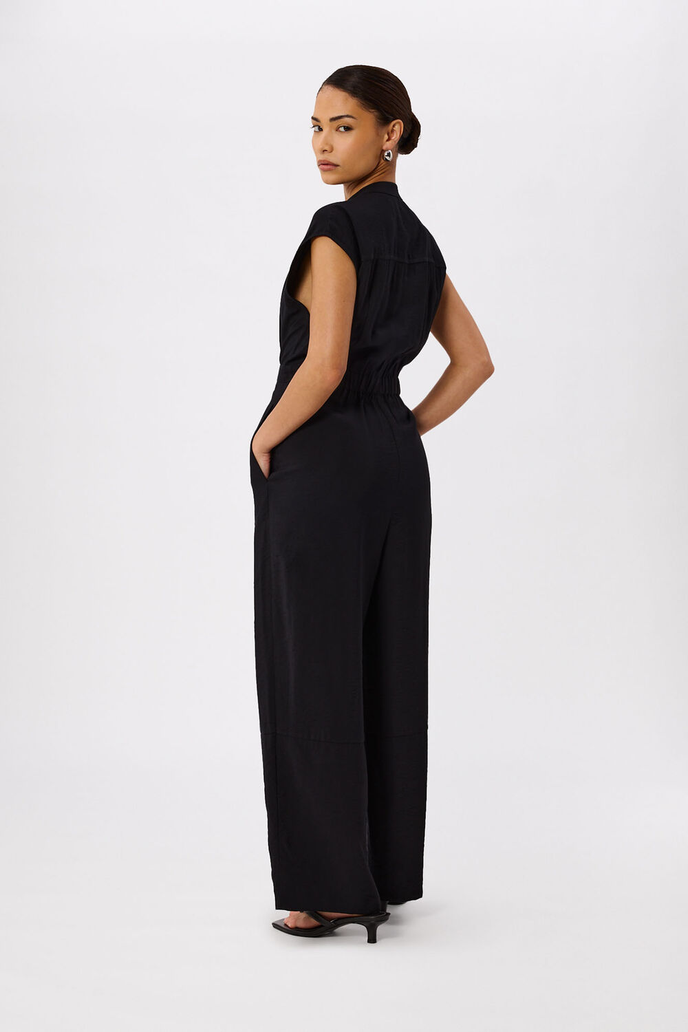 Black Petite Sleeveless Drawstring Jumpsuit