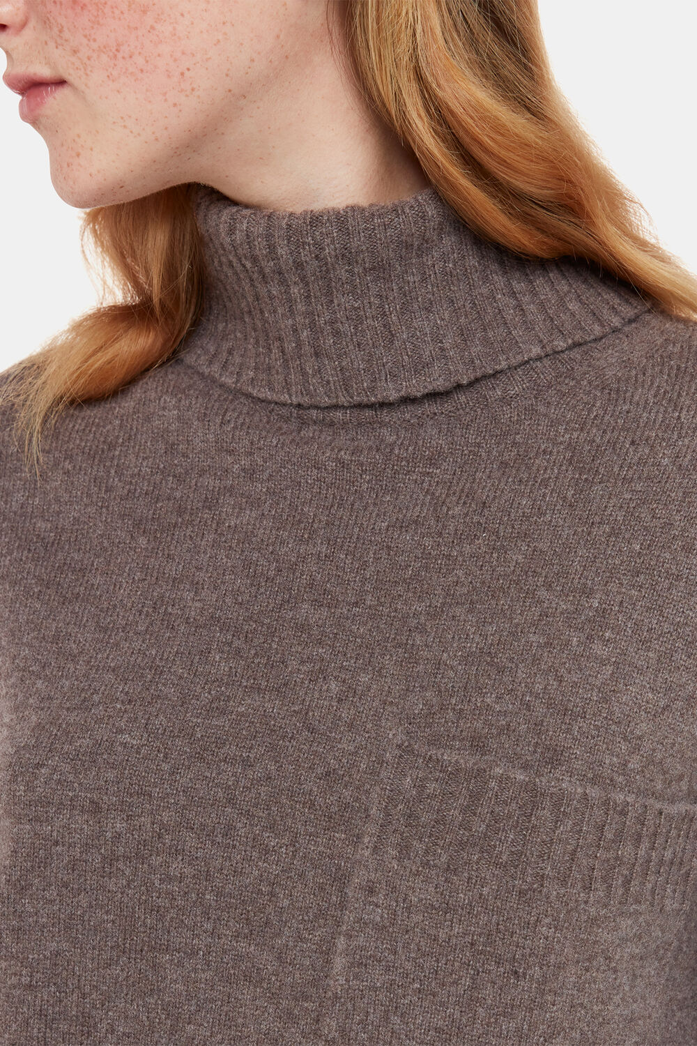 Wool Roll Neck Pocket Sweater