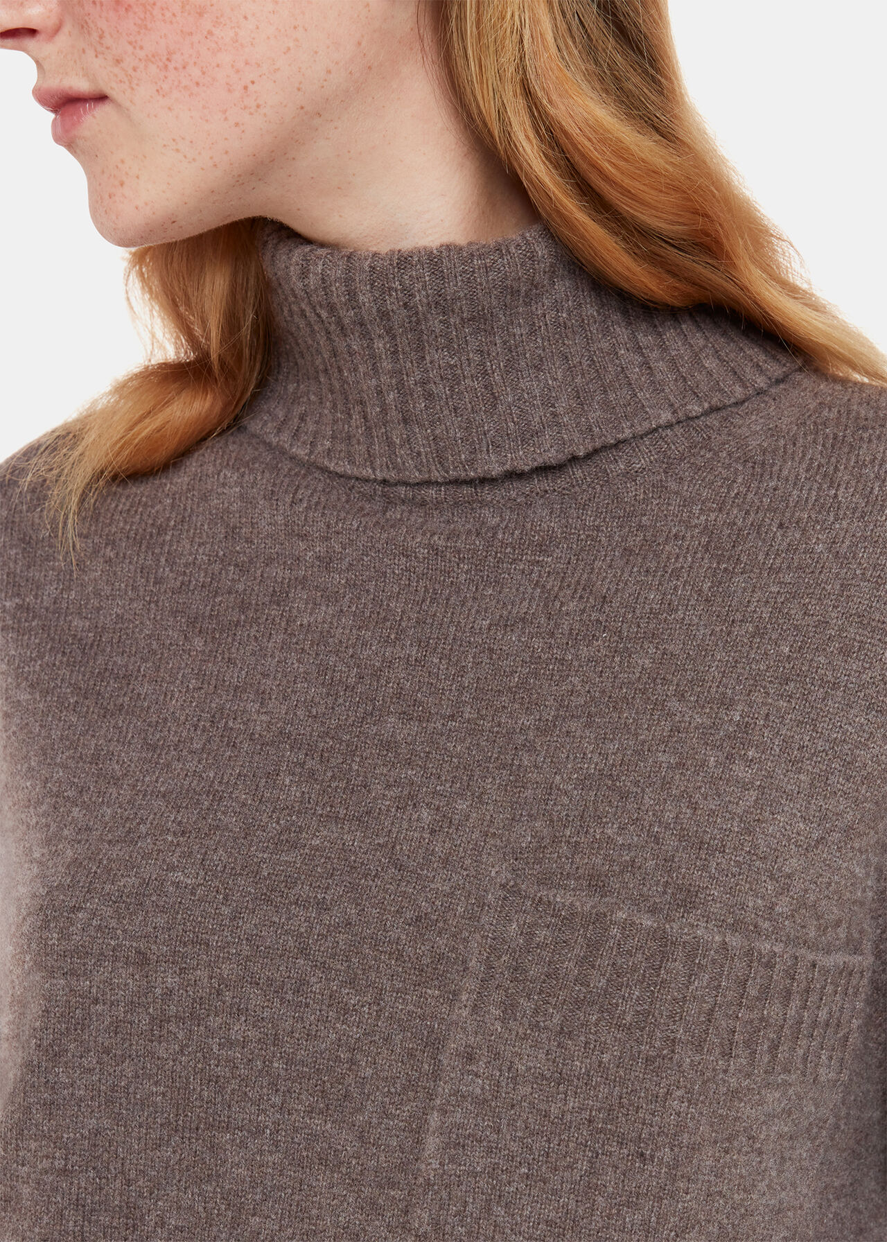 Wool Roll Neck Pocket Sweater