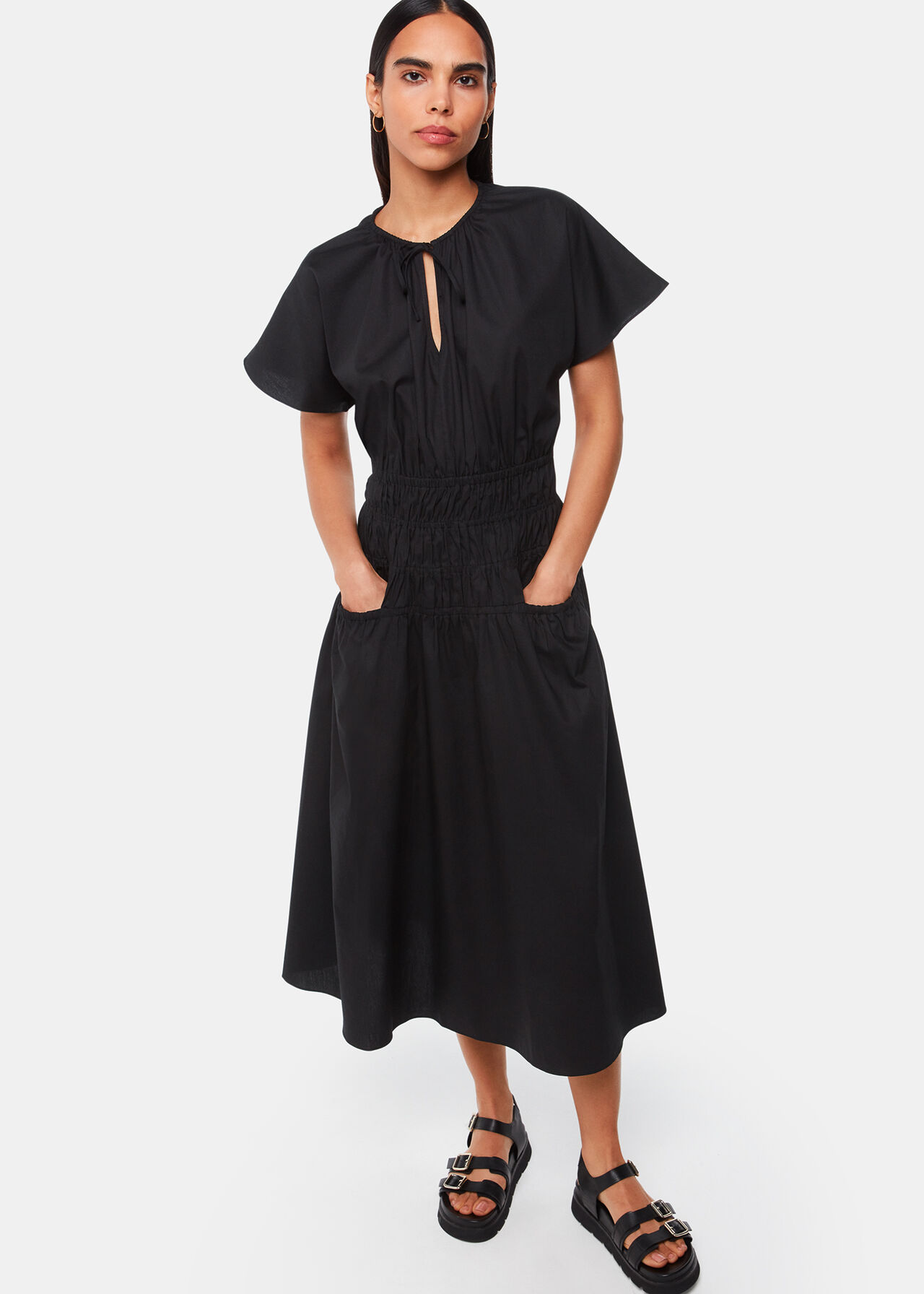 Poplin Shirred Dress