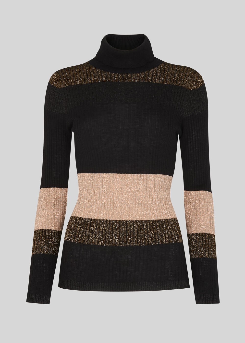 Wide Stripe Sparkle Polo Knit
