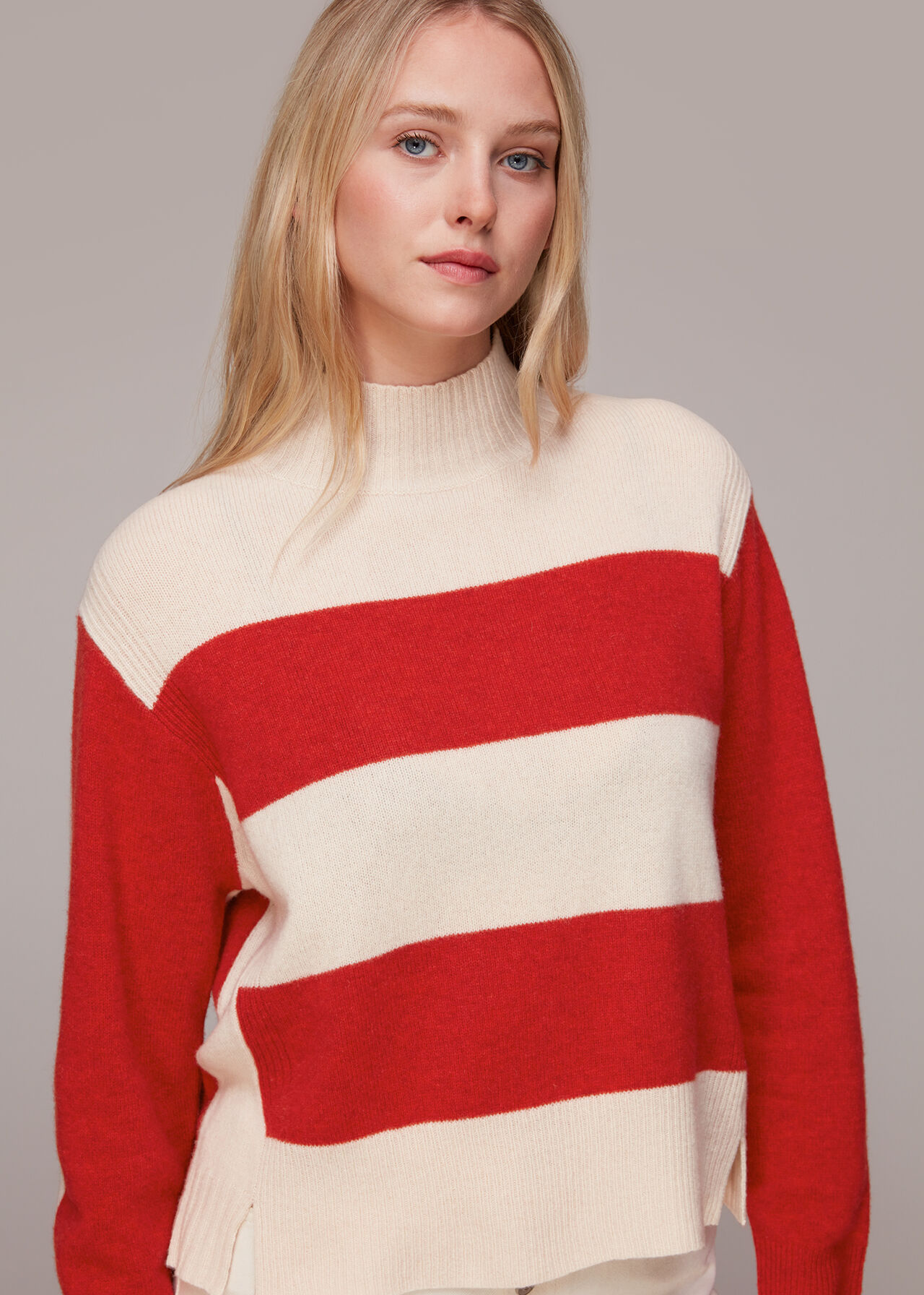 Red/Multi Colour Block Wool Jumper WHISTLES