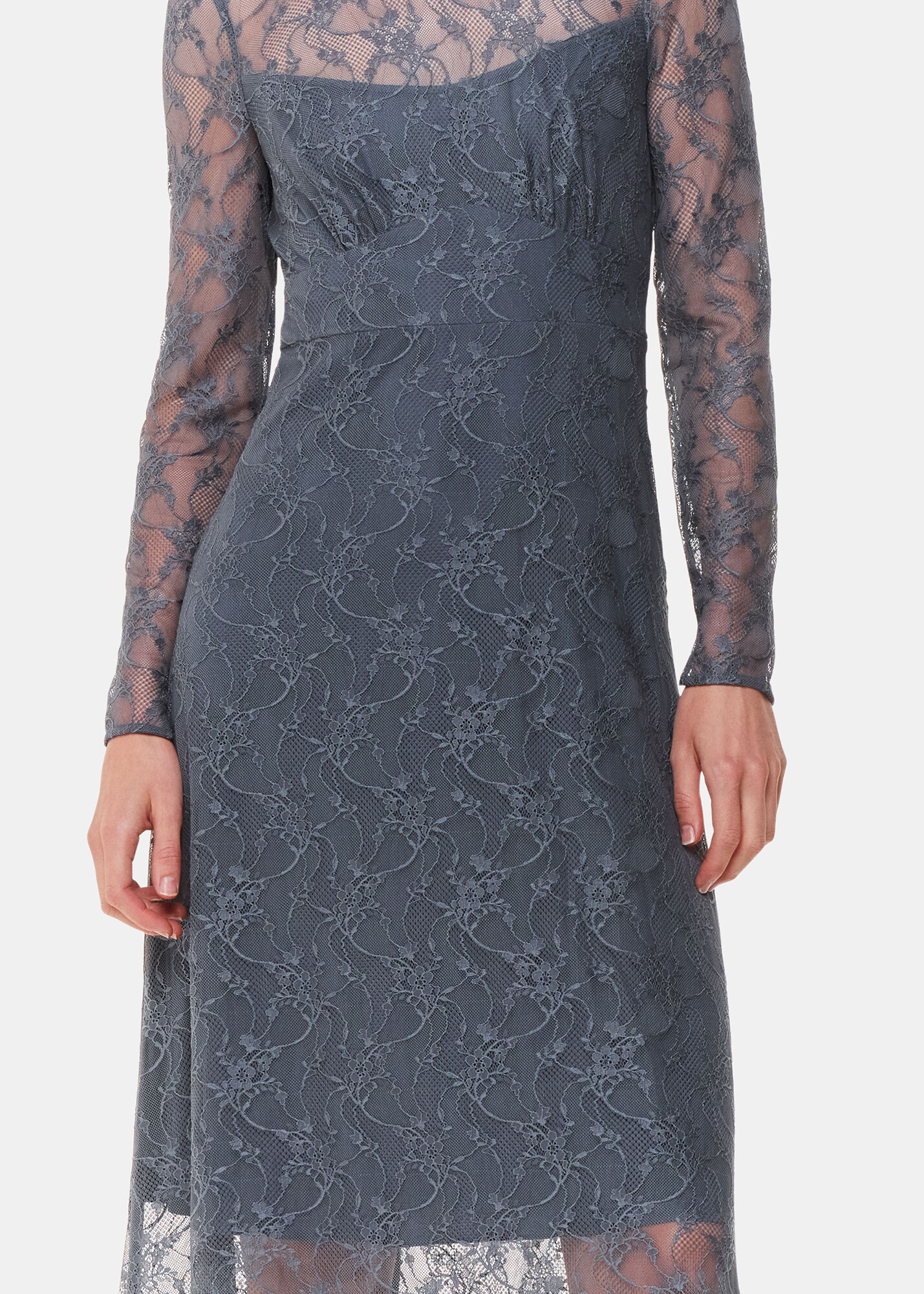 Grey lace long sleeve dress hotsell