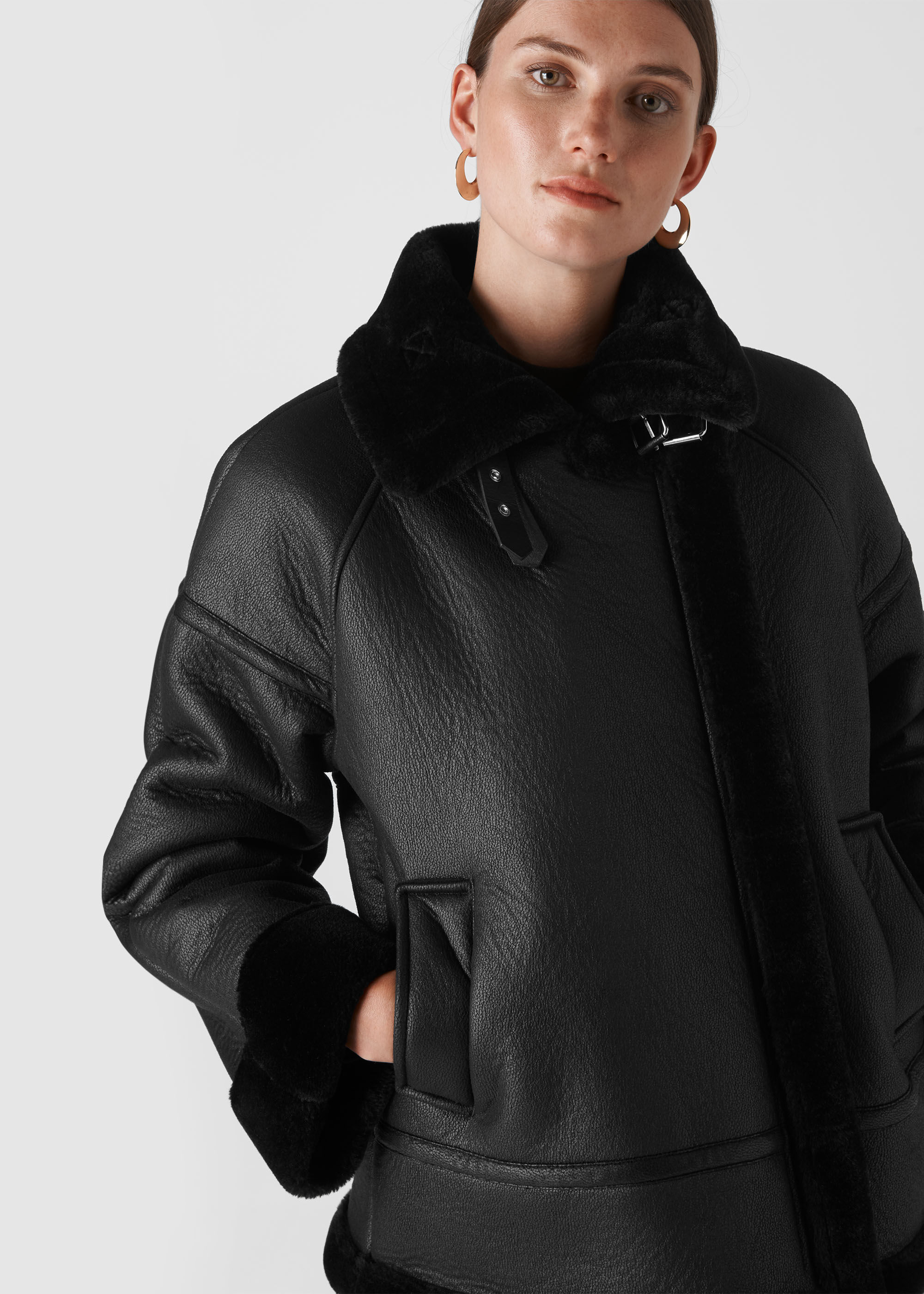 Black Faux Fur Biker