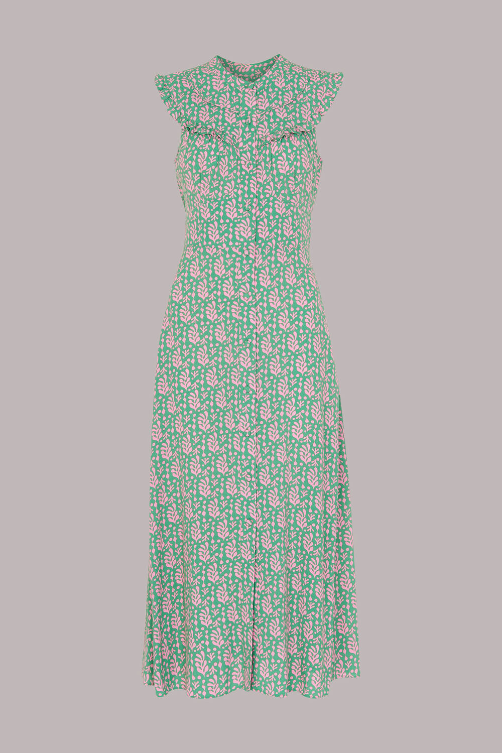 Cut Out Leaf Print Midi Dress