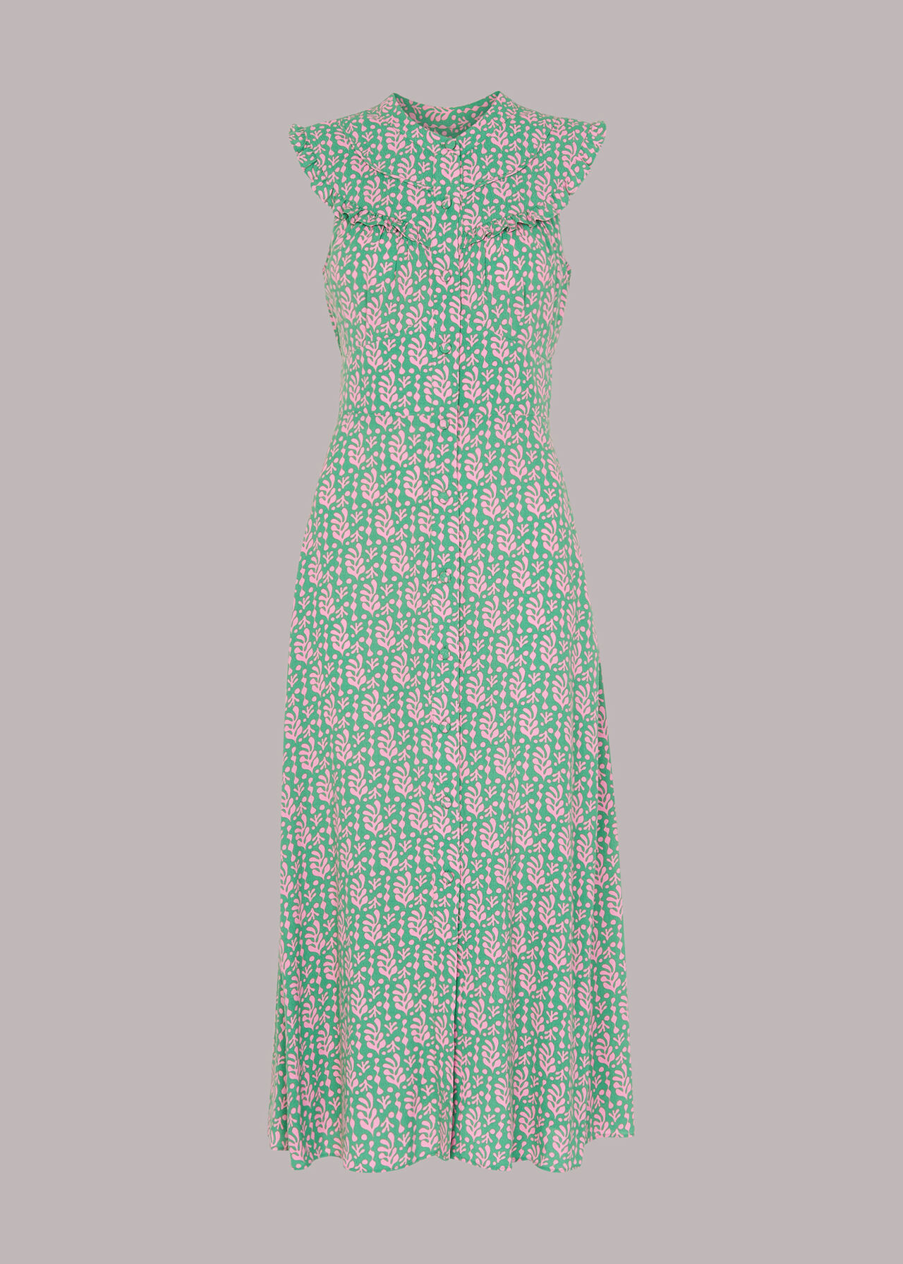 Cut Out Leaf Print Midi Dress