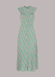 Cut Out Leaf Print Midi Dress
