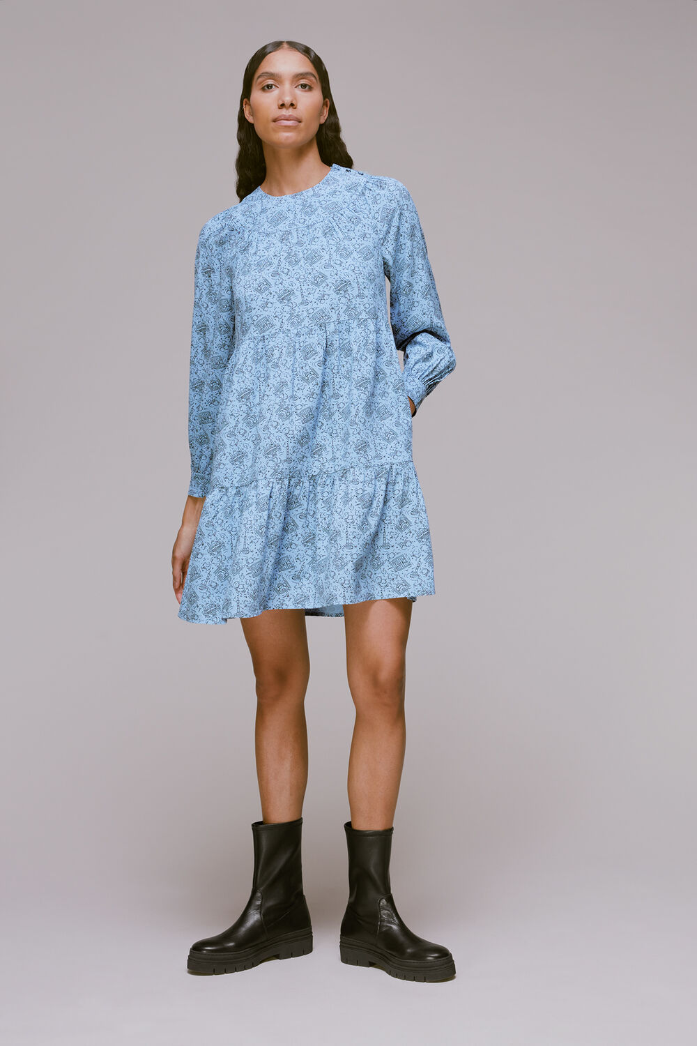 Monument Print Trapeze Dress