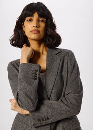 Petite Herringbone Wool Blend Blazer