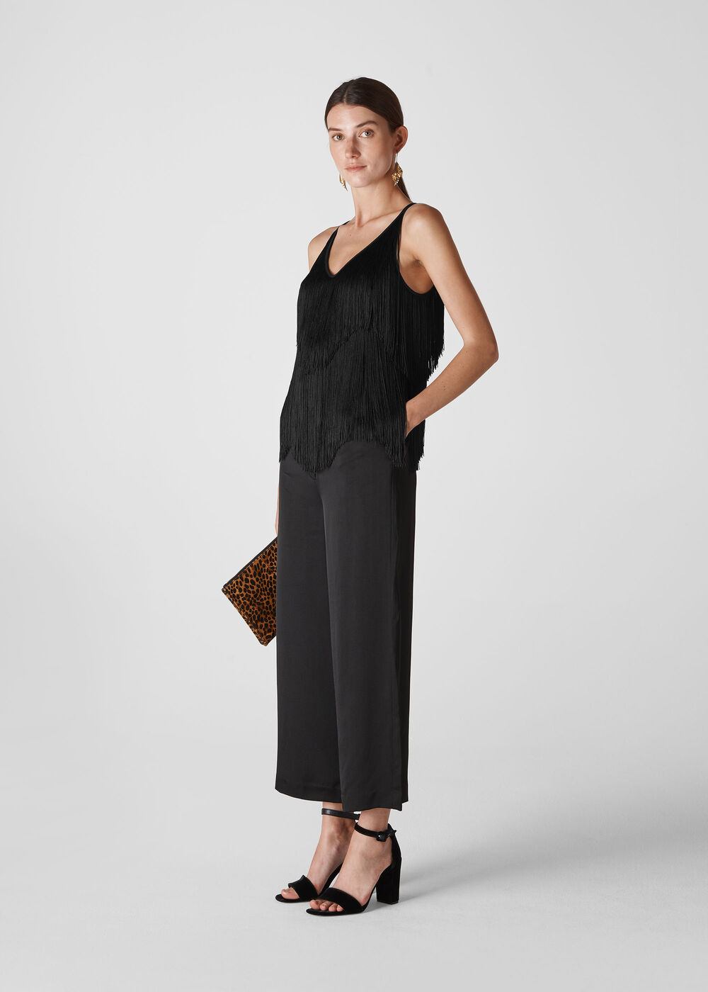 Evena Fringe Detail Cami Black