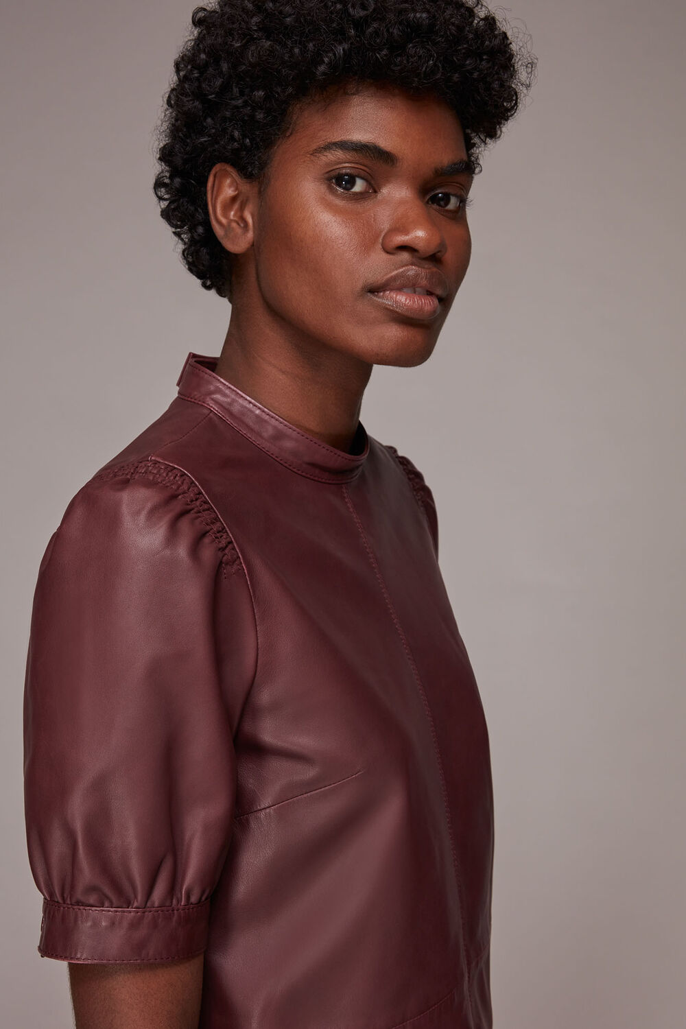 Puff Sleeve Leather Dress