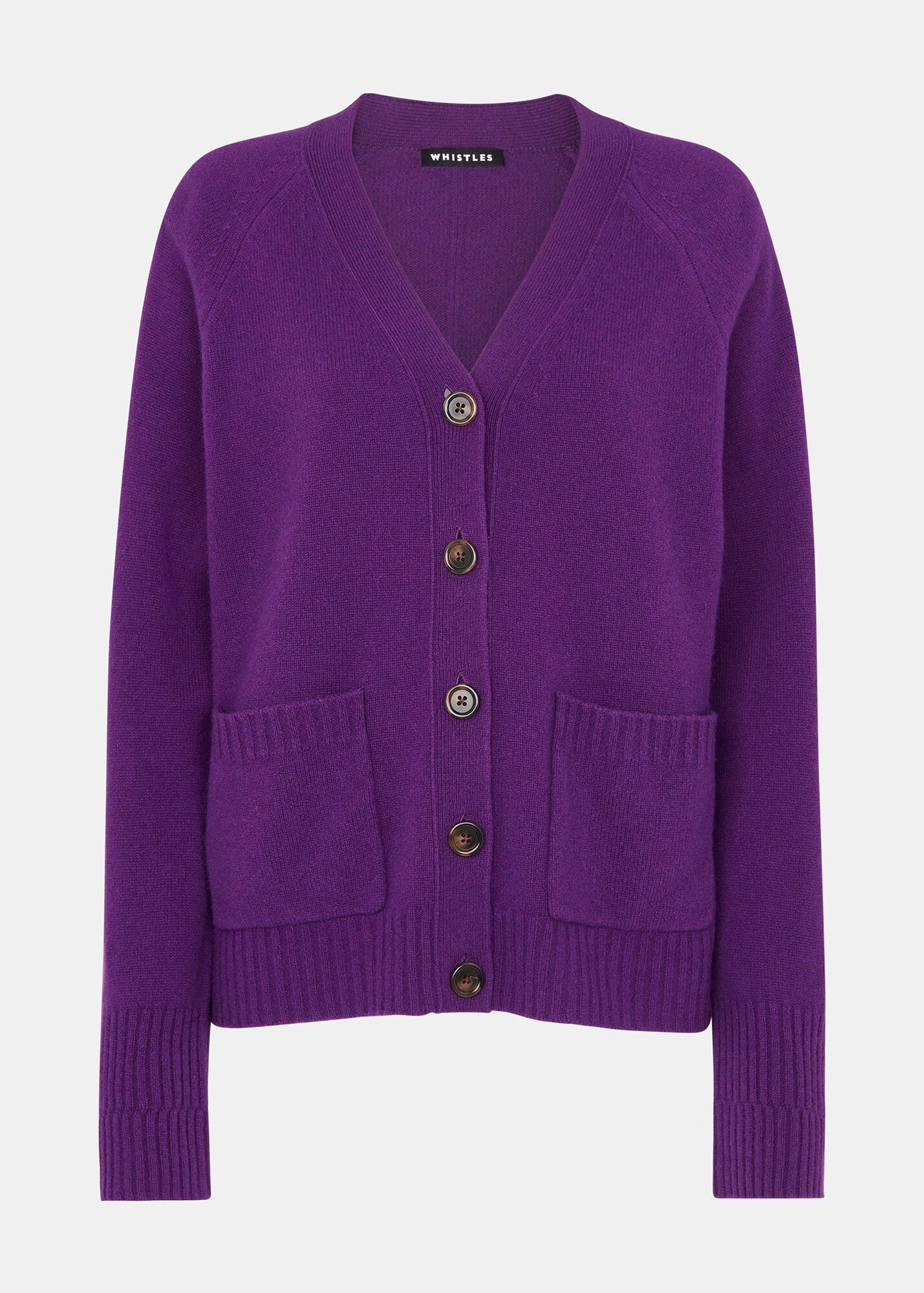 Purple Wool Relaxed Pocket Cardigan WHISTLES