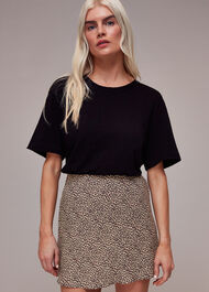 Petite Dashed Leopard Mini Bias Skirt