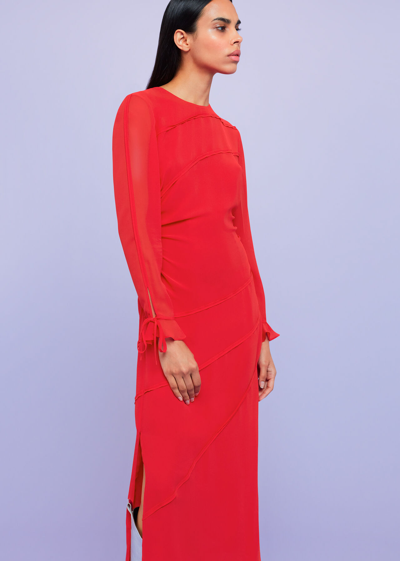 Inez Seam Detail Silk Dress