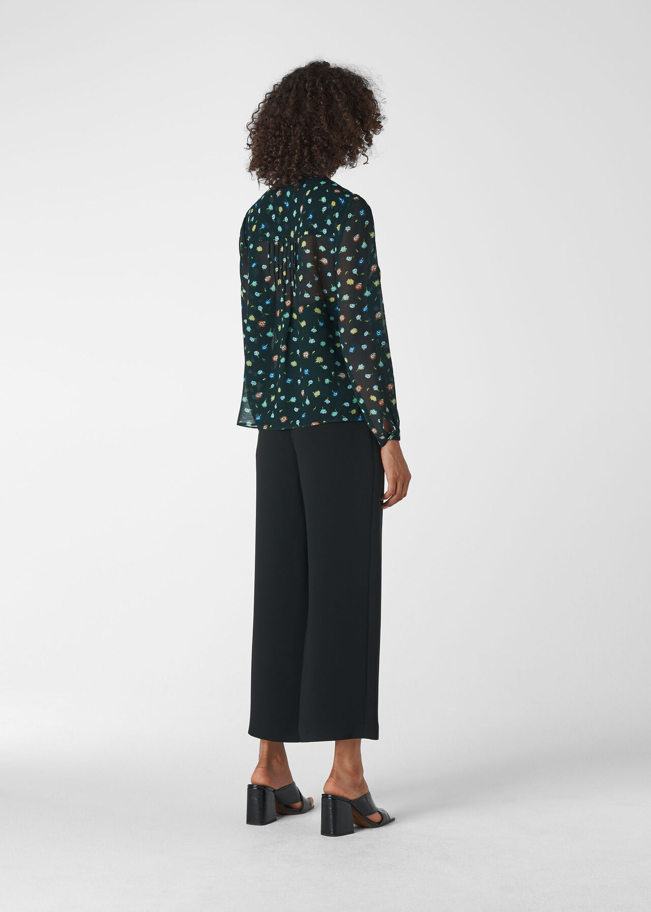 Scattered Floral Pintuck Shirt Green/Multi