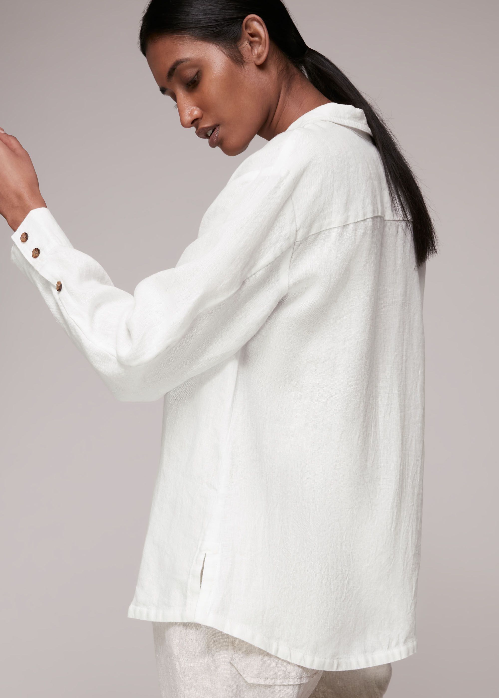 White Layla Linen Shirt | WHISTLES 