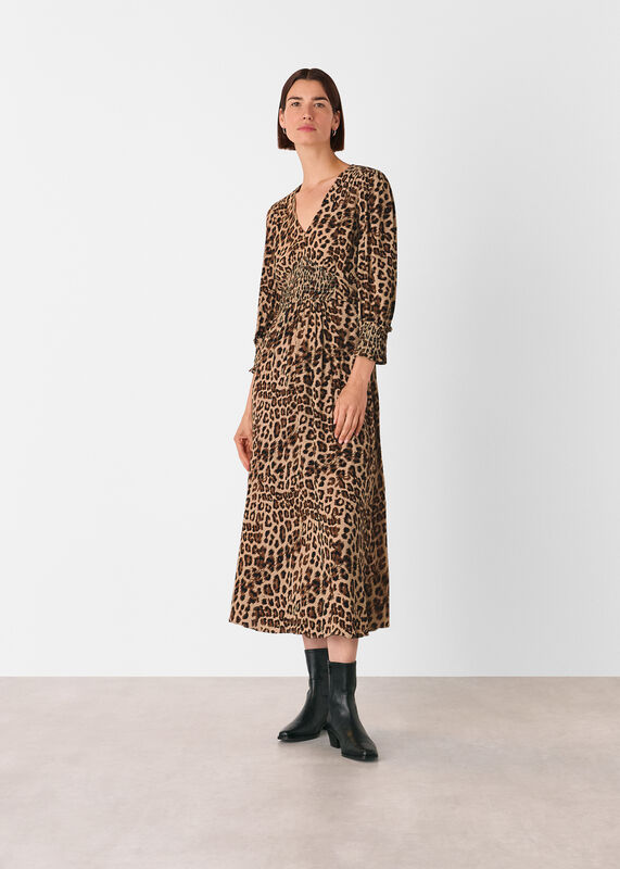 Jungle Cheetah Shirred Dress