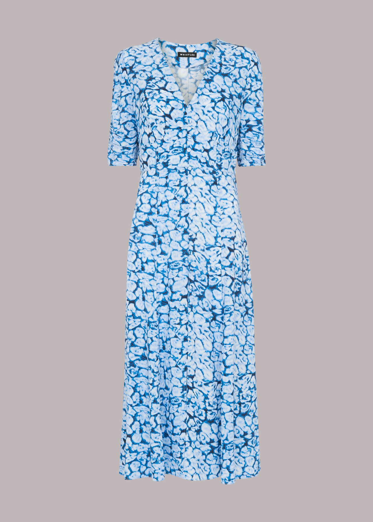 Blue/Multi Clouded Leopard Midi Dress | WHISTLES