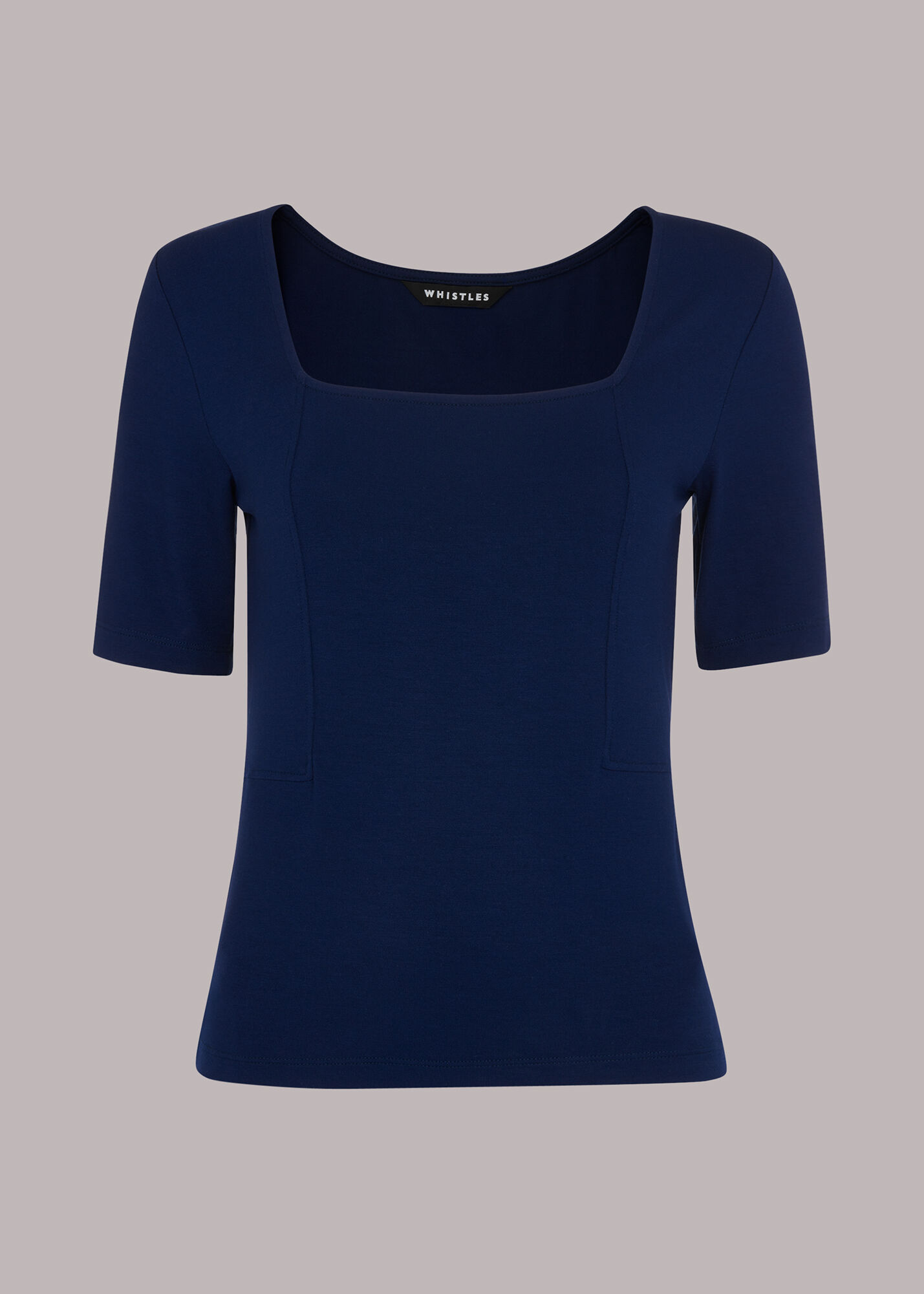 Navy Square Neck T-Shirt | WHISTLES | Whistles US |