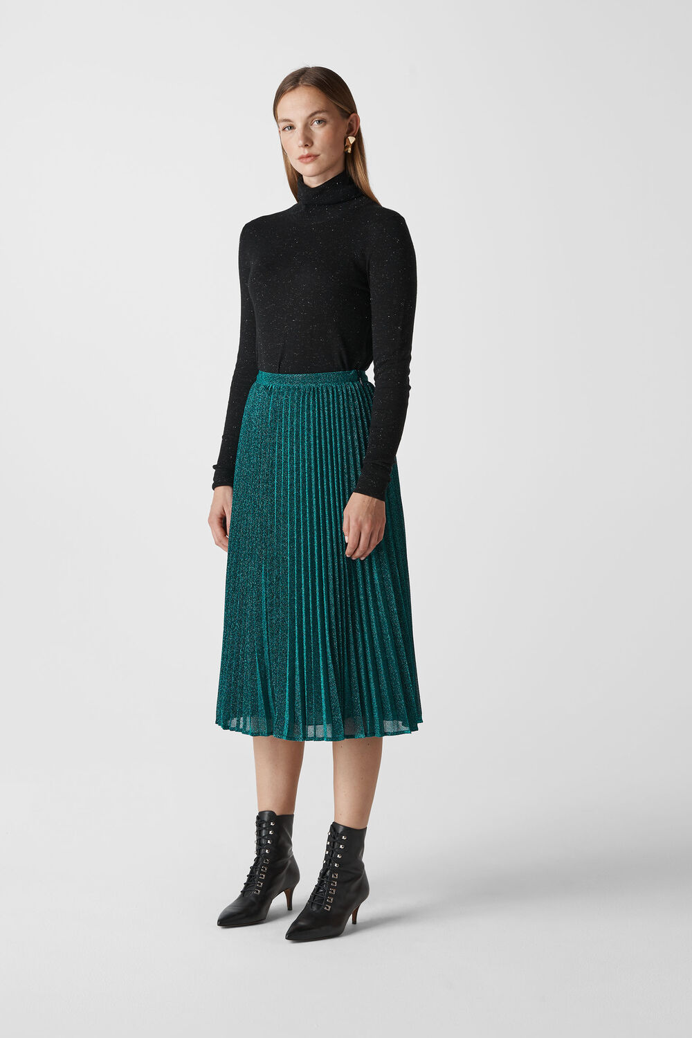 Sparkle Pleated Skirt Green