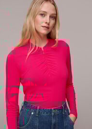 Ruched Zip Neck Top