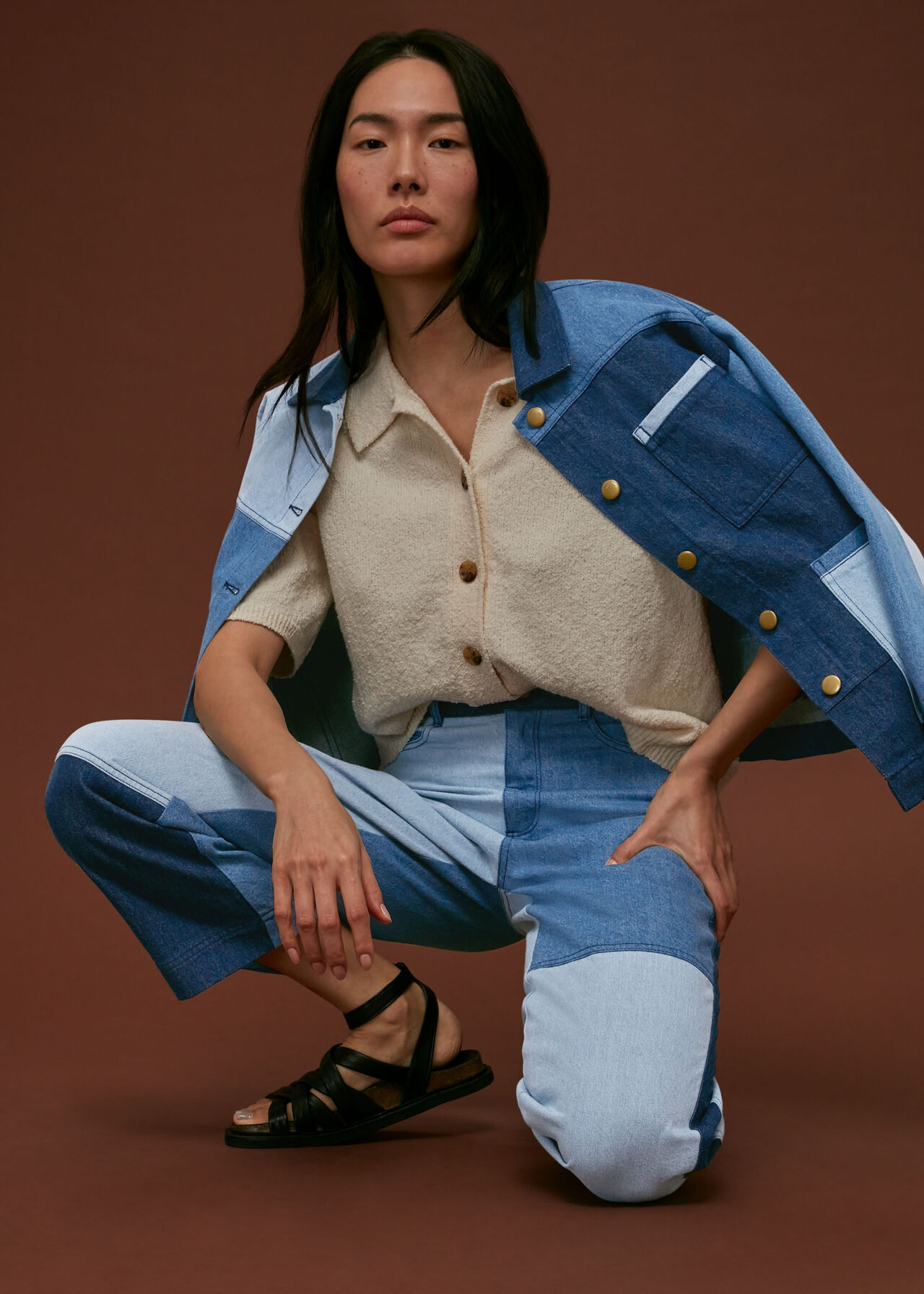 Denim Patchwork Jean WHISTLES Whistles