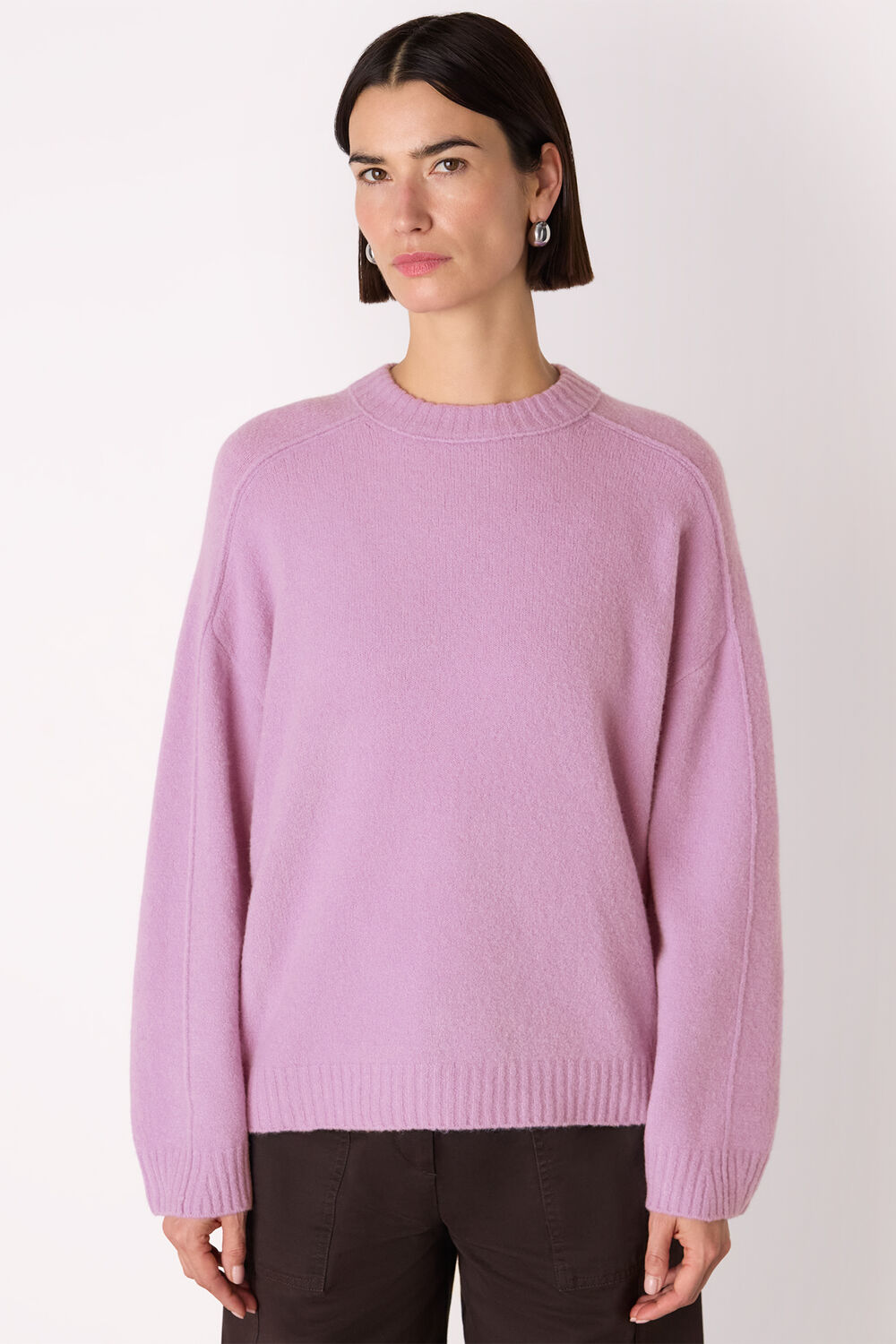 Lilac Wool Mix Seam Detail Knit