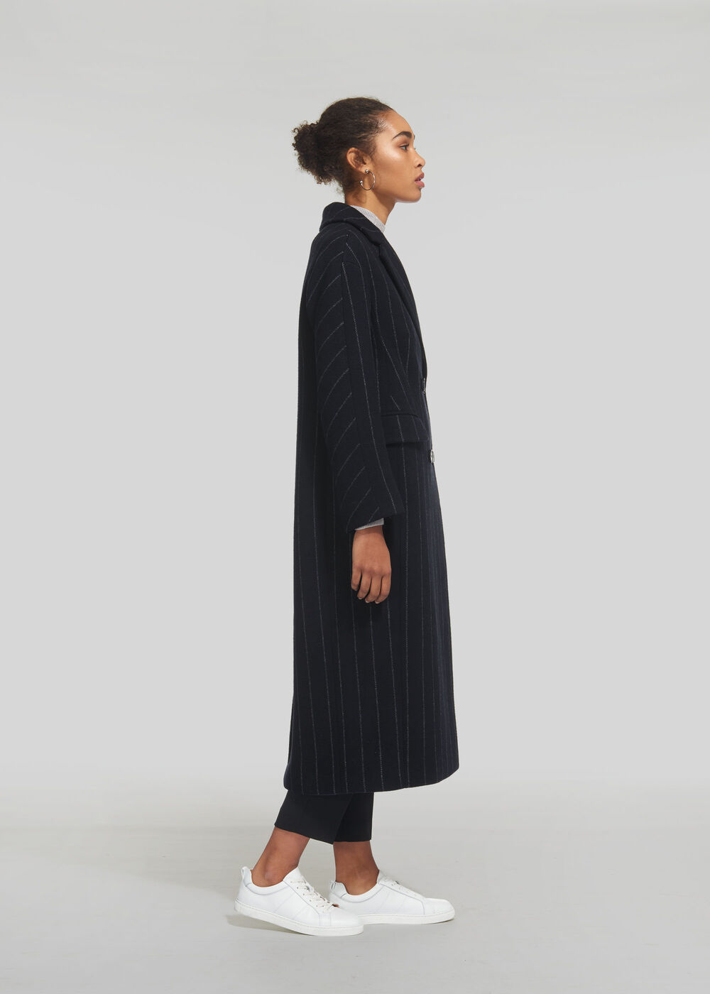 Stripe Double Breasted Coat