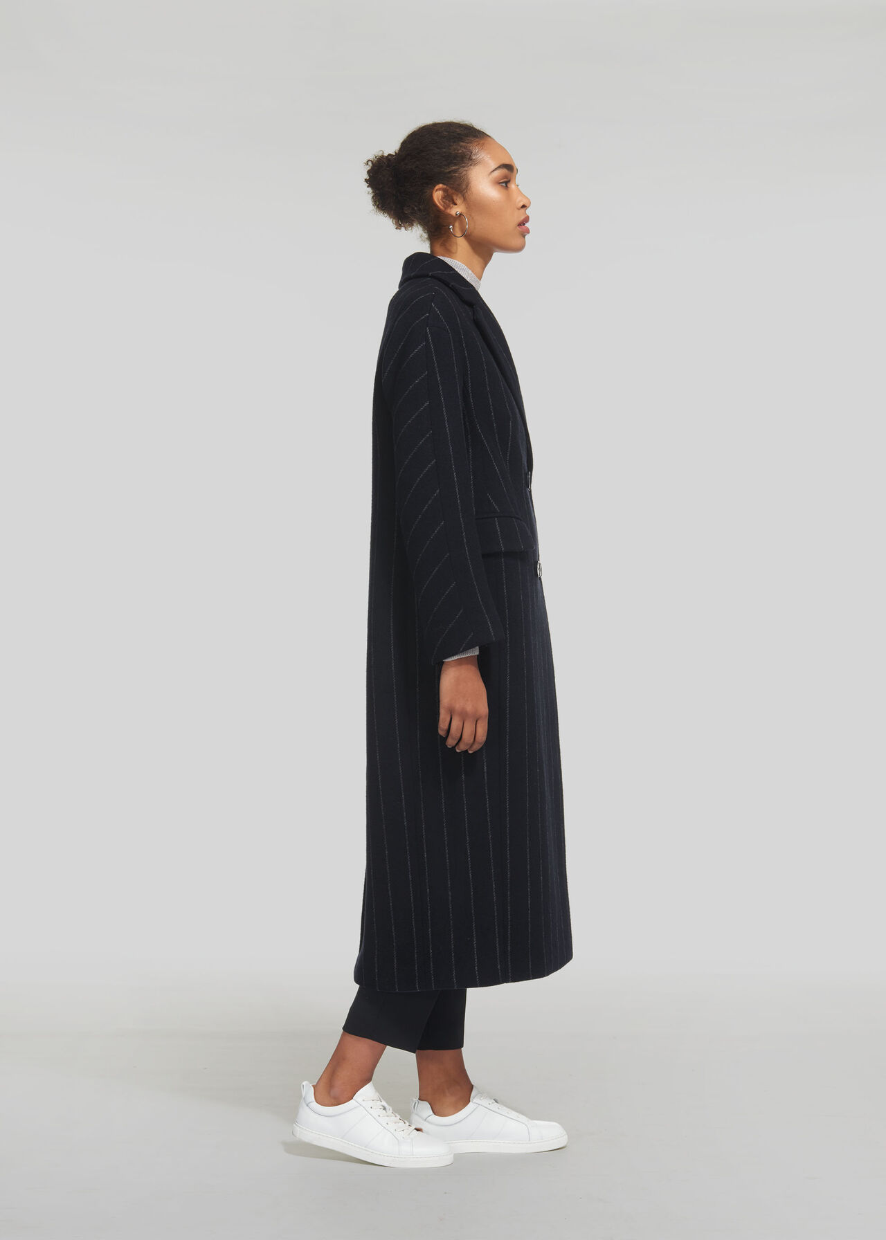 Stripe Double Breasted Coat