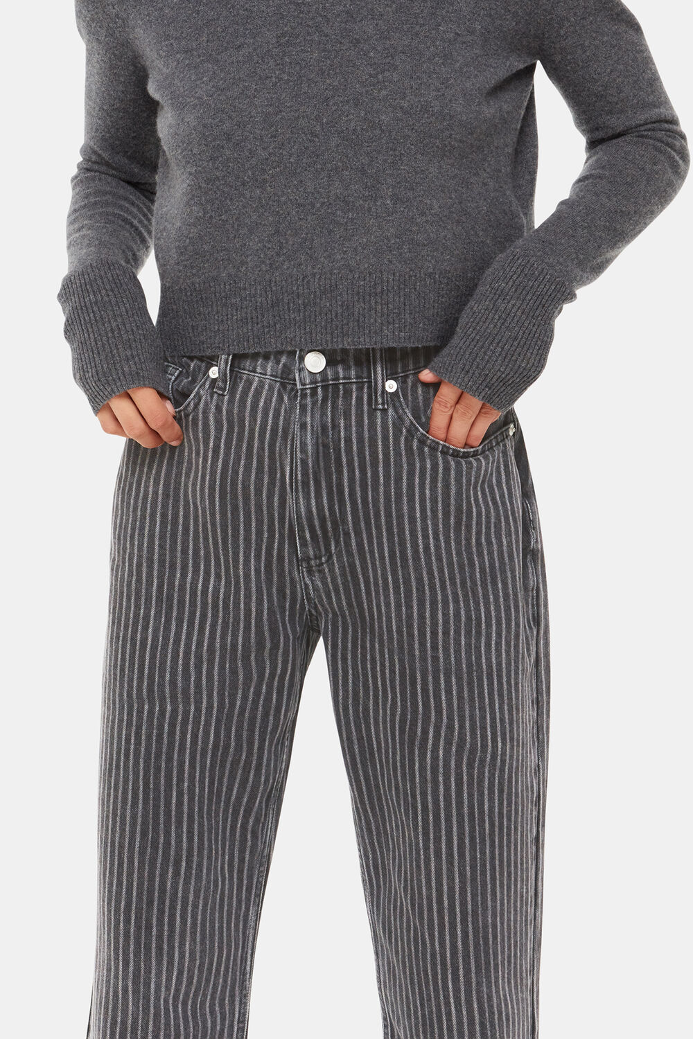 Washed Stripe Straight Jean