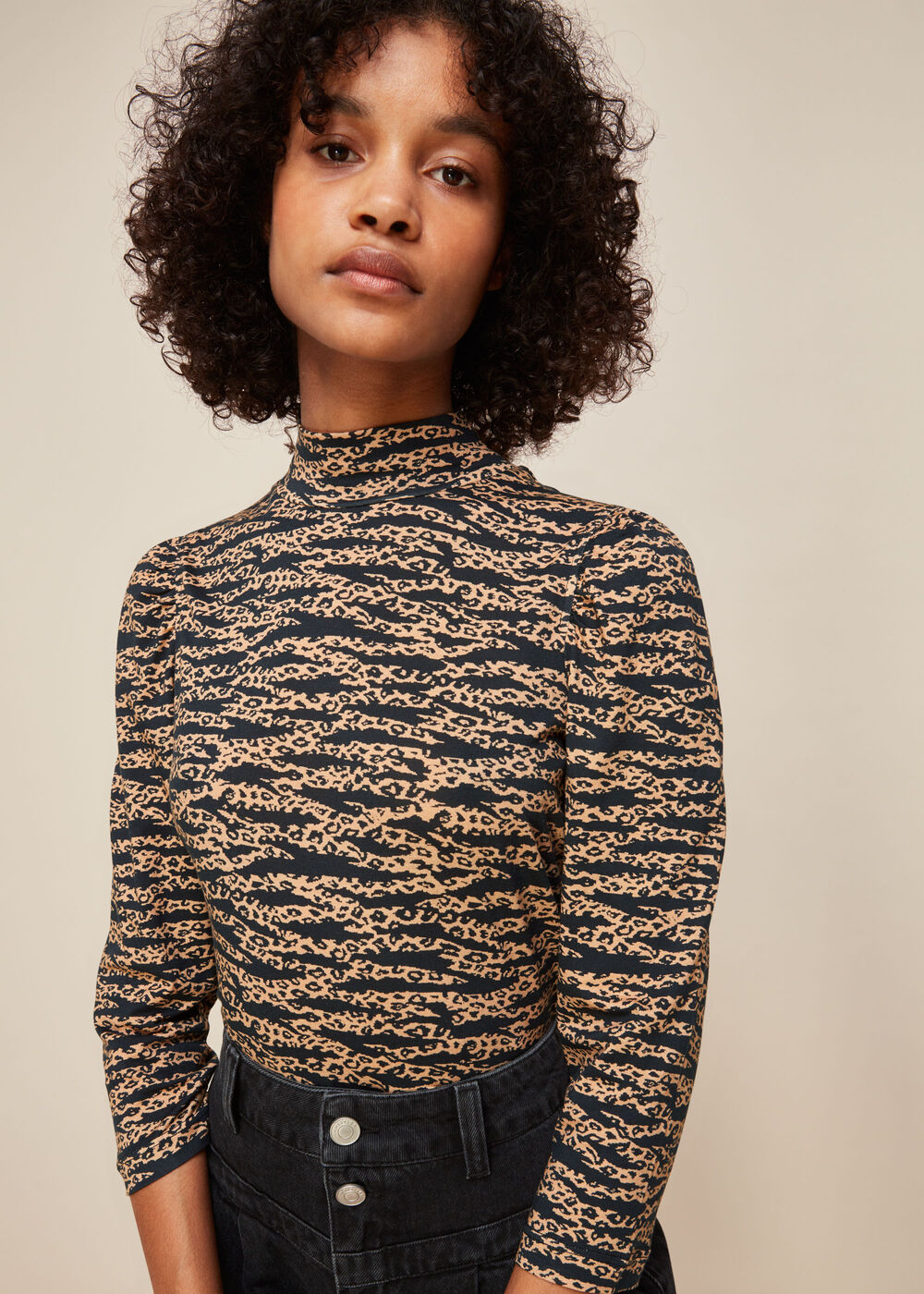 Tiger Leopard Print High Neck