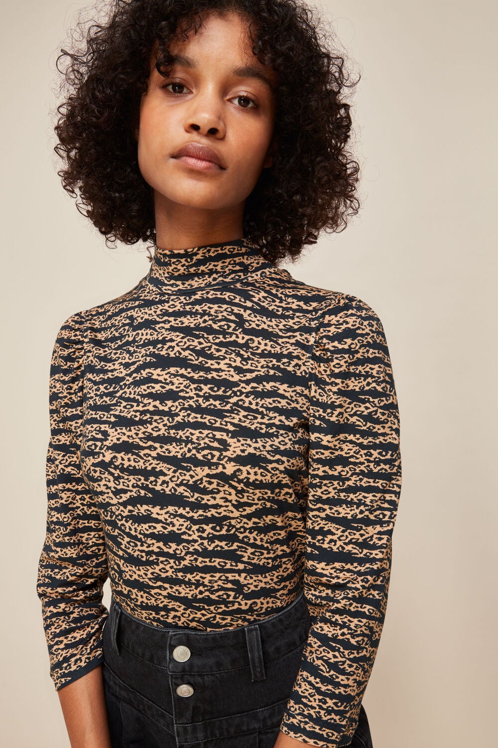 Tiger Leopard Print High Neck