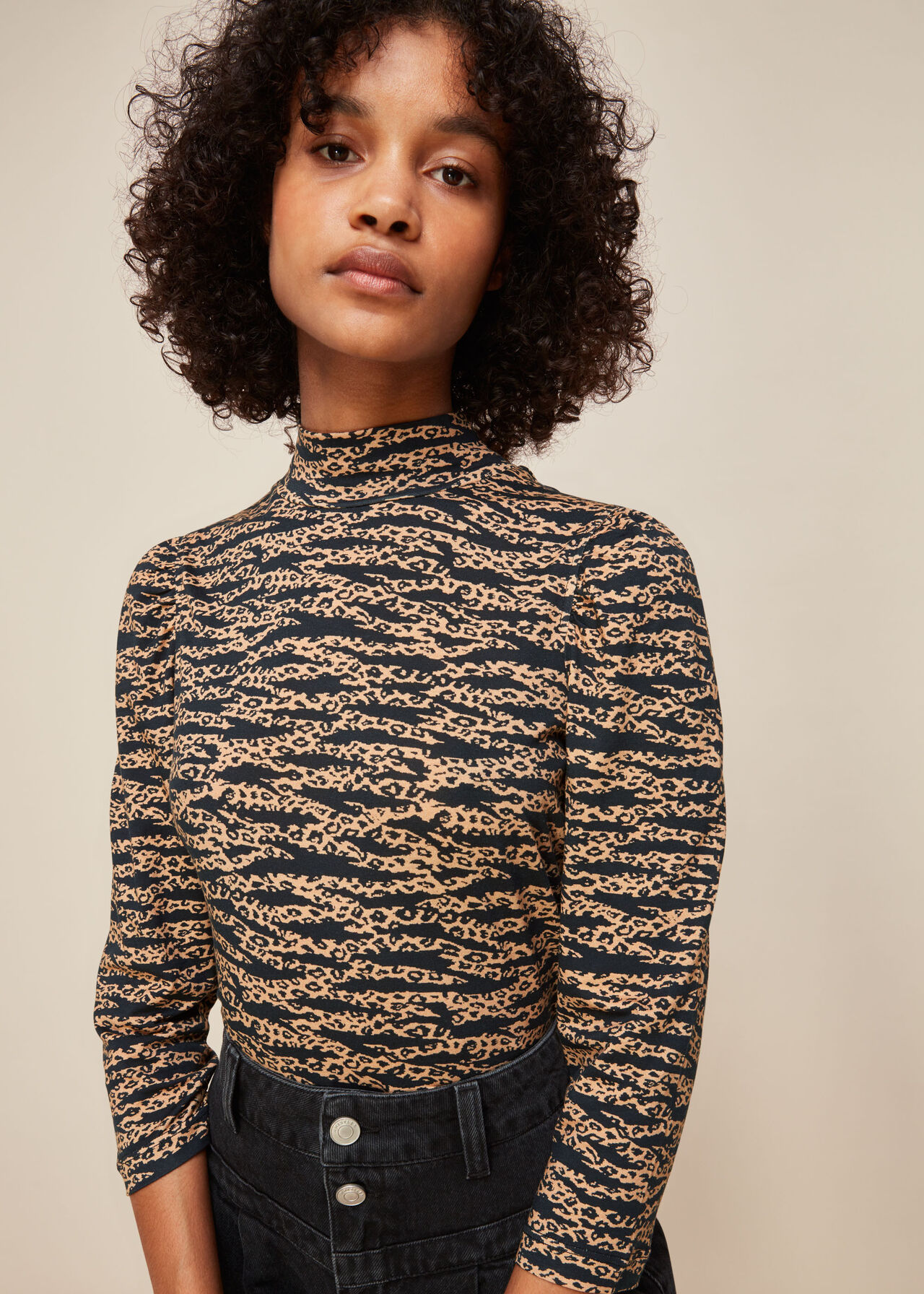 Tiger Leopard Print High Neck