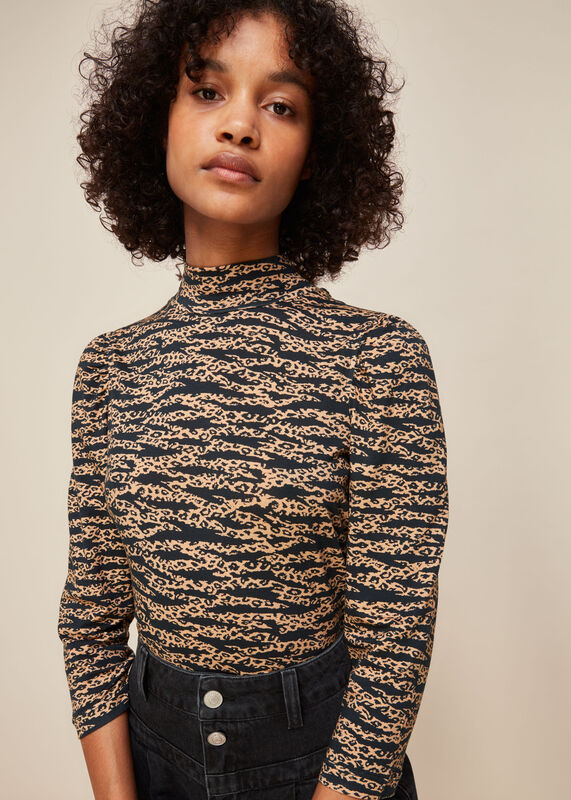 Tiger Leopard Print High Neck