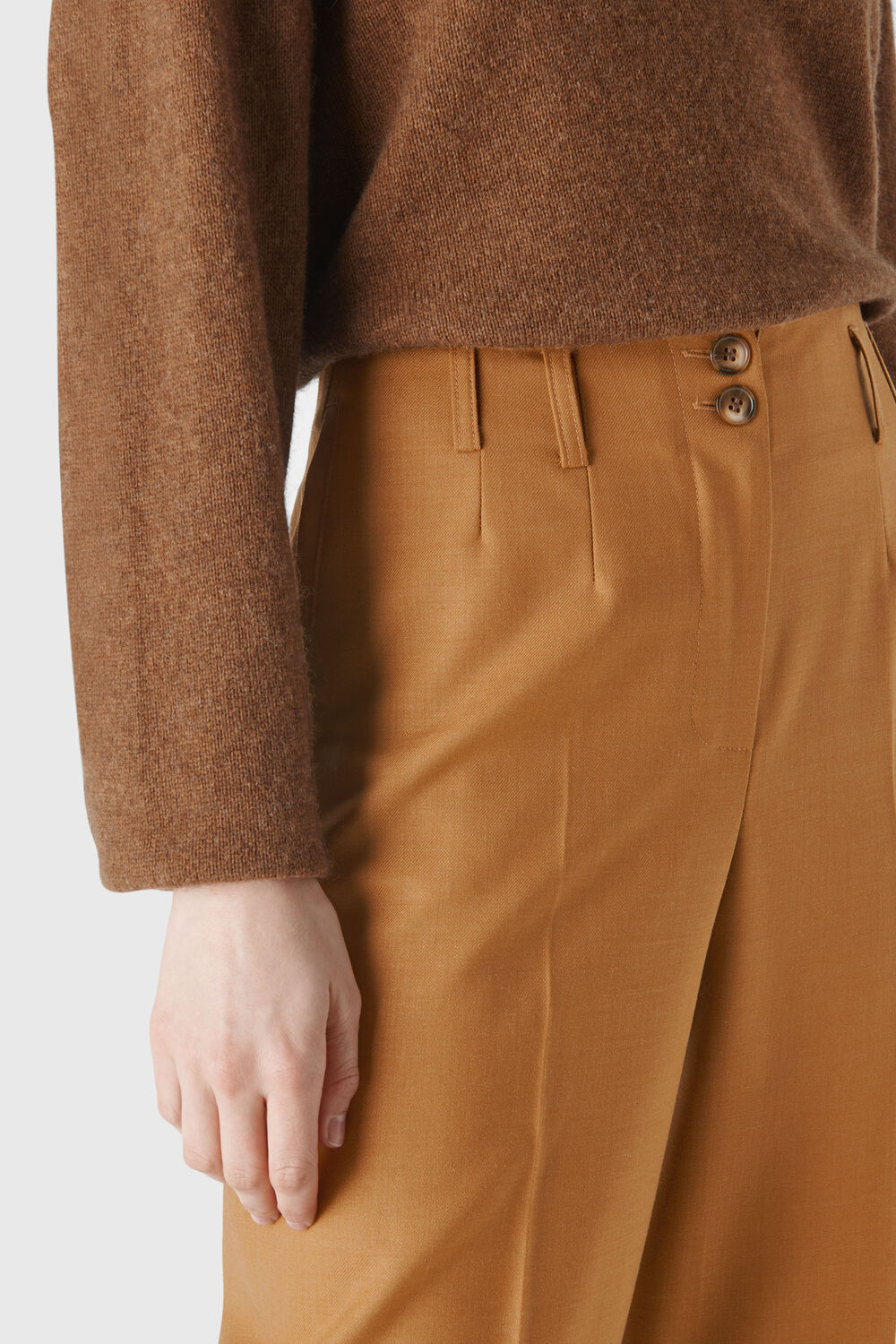 Tapered Button Front Trouser Tobacco
