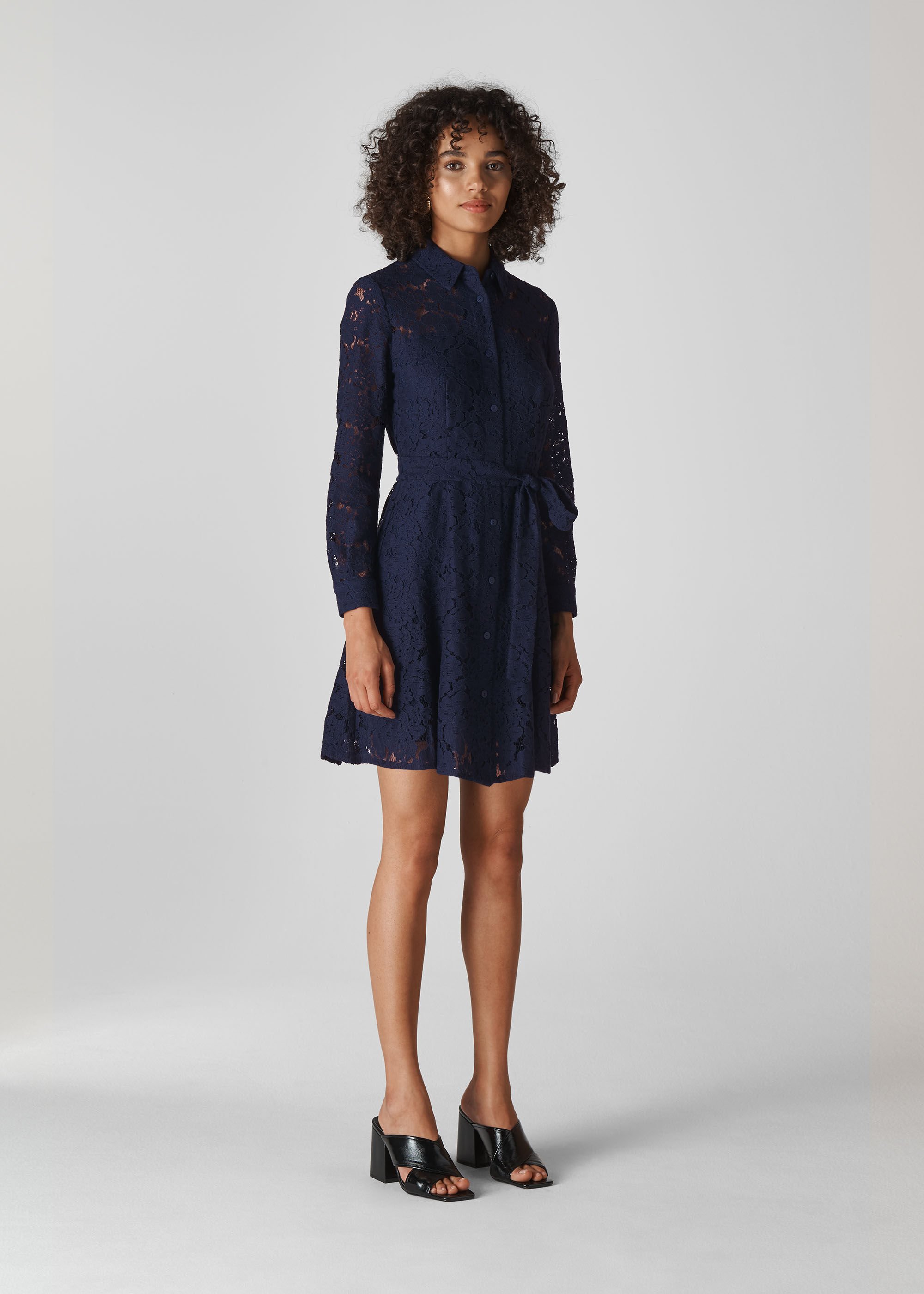 Navy lace mini dress sales