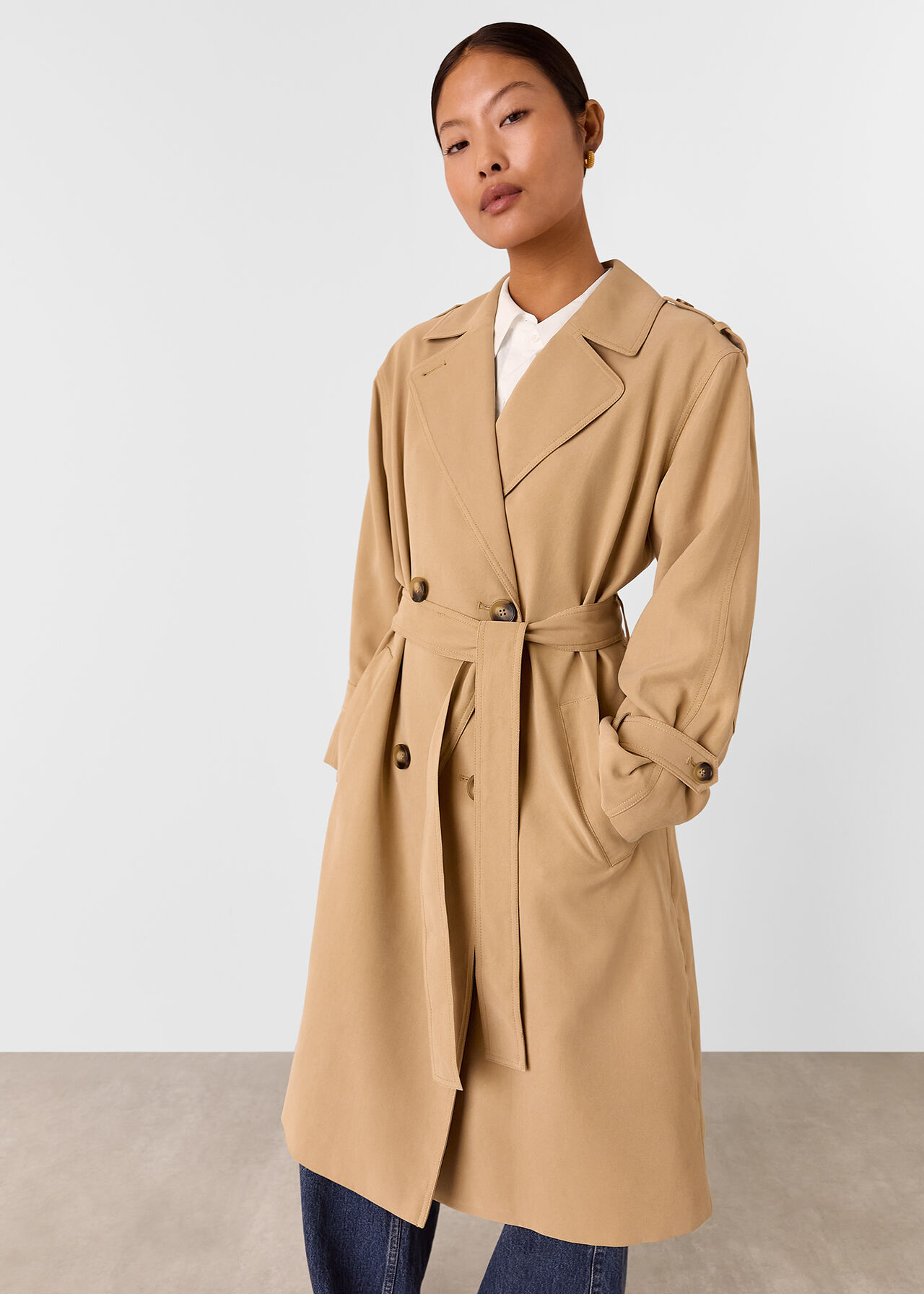 Neutral Riley Trench Coat WHISTLES Whistles US